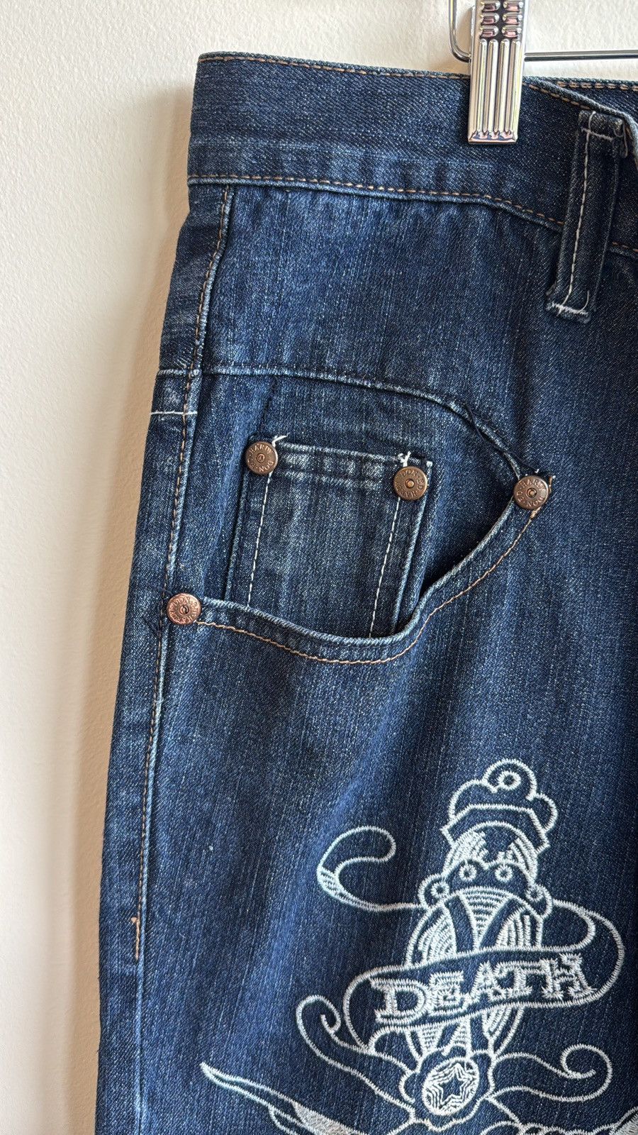 Ed Hardy × Vintage Ed Hardy Embroidered “Death Before Dishonor” Baggy Jeans Size US 38 / EU 54 - 11 Thumbnail