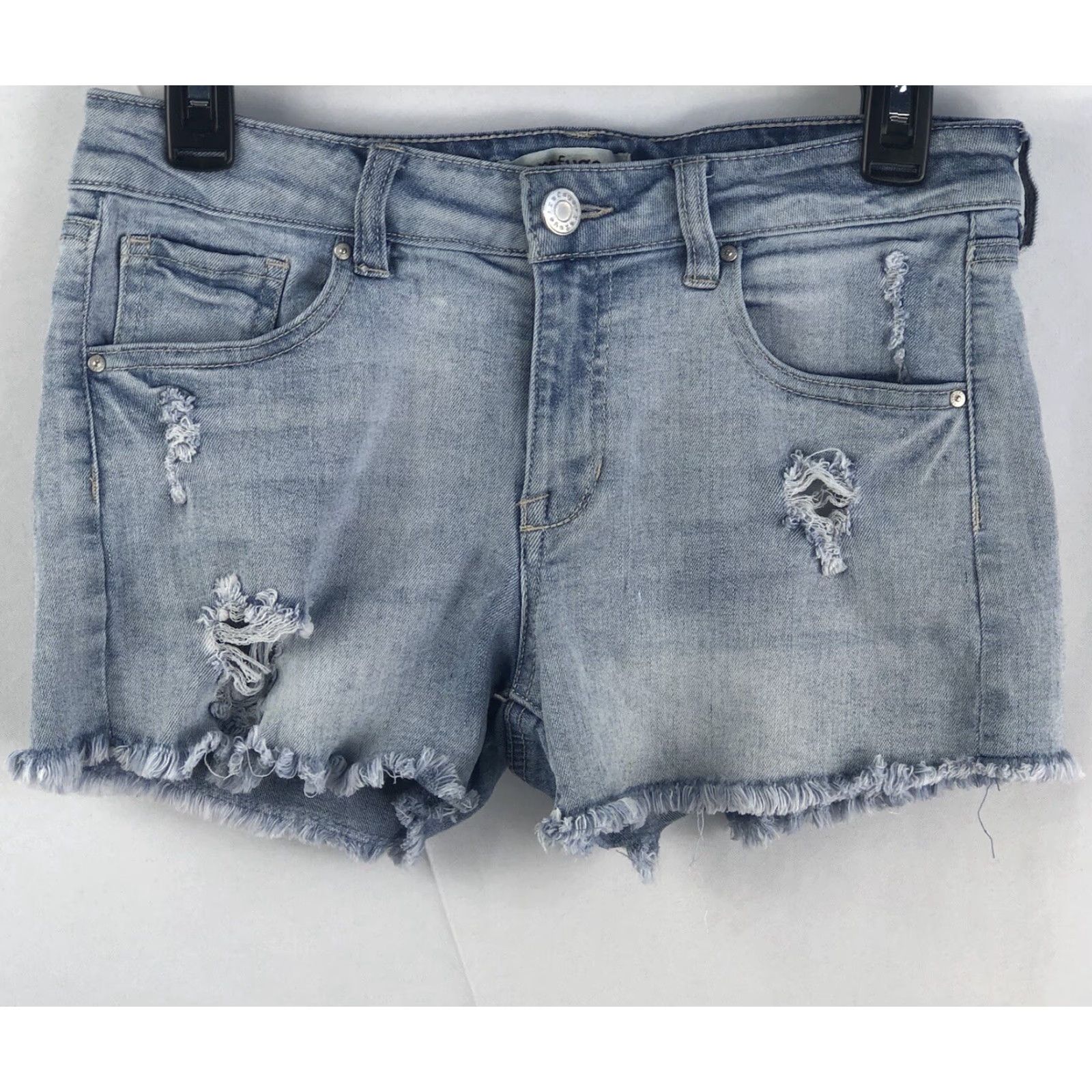 Denime VINTAGE Refuge Cut Off Denim Shorts 26"W 2 Lt Blue Distressed 5 Pocket Y2K 90s Jeans Womens Size 26" / US 2 / IT 38 - 4 Thumbnail