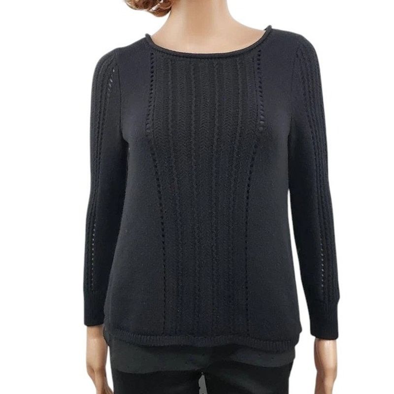 Lucky Brand Lucky Brand Layered Split Back Sweater Top Sheer Underlay S Size S / US 4 / IT 40 - 3 Thumbnail