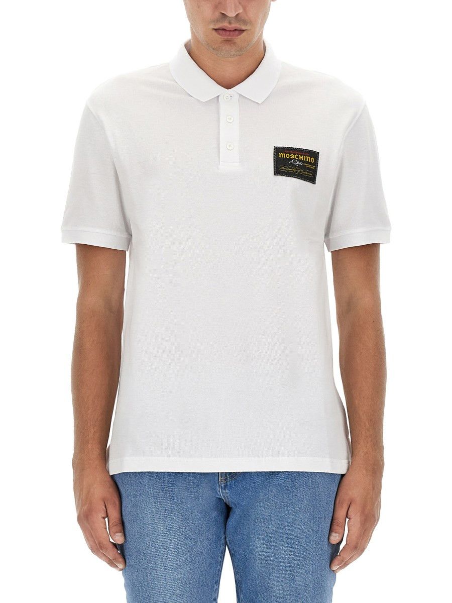 Moschino o1y0225 Logo Polo Shirt in White Size US M / EU 48-50 / 2 - 1 Thumbnail