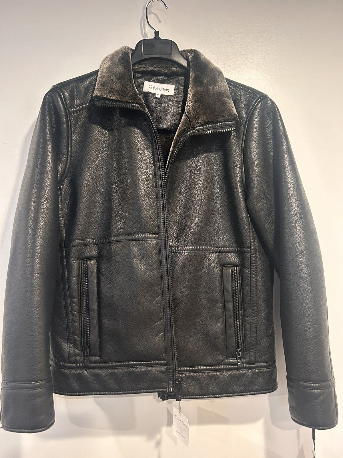 Calvin Klein Black fur lined leather jacket Size US M / EU 48-50 / 2 - 2 Thumbnail