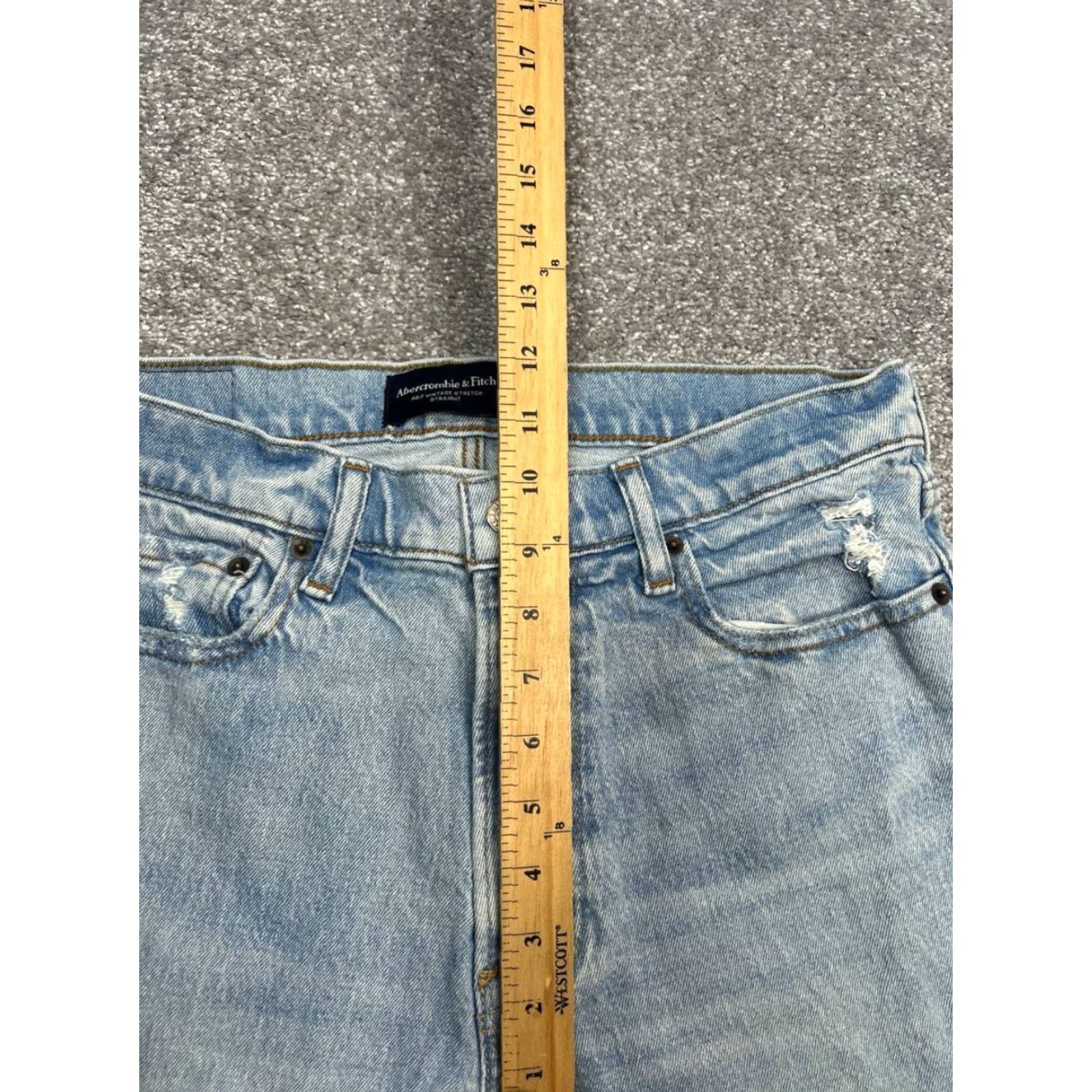 Abercrombie & Fitch Abercrombie & Fitch Jeans Mens 32 Blue Cotton Denim 30x33 Straight 5-Pocket Design Regular Modern Vintage No Size US 32 / EU 48 - 4 Thumbnail