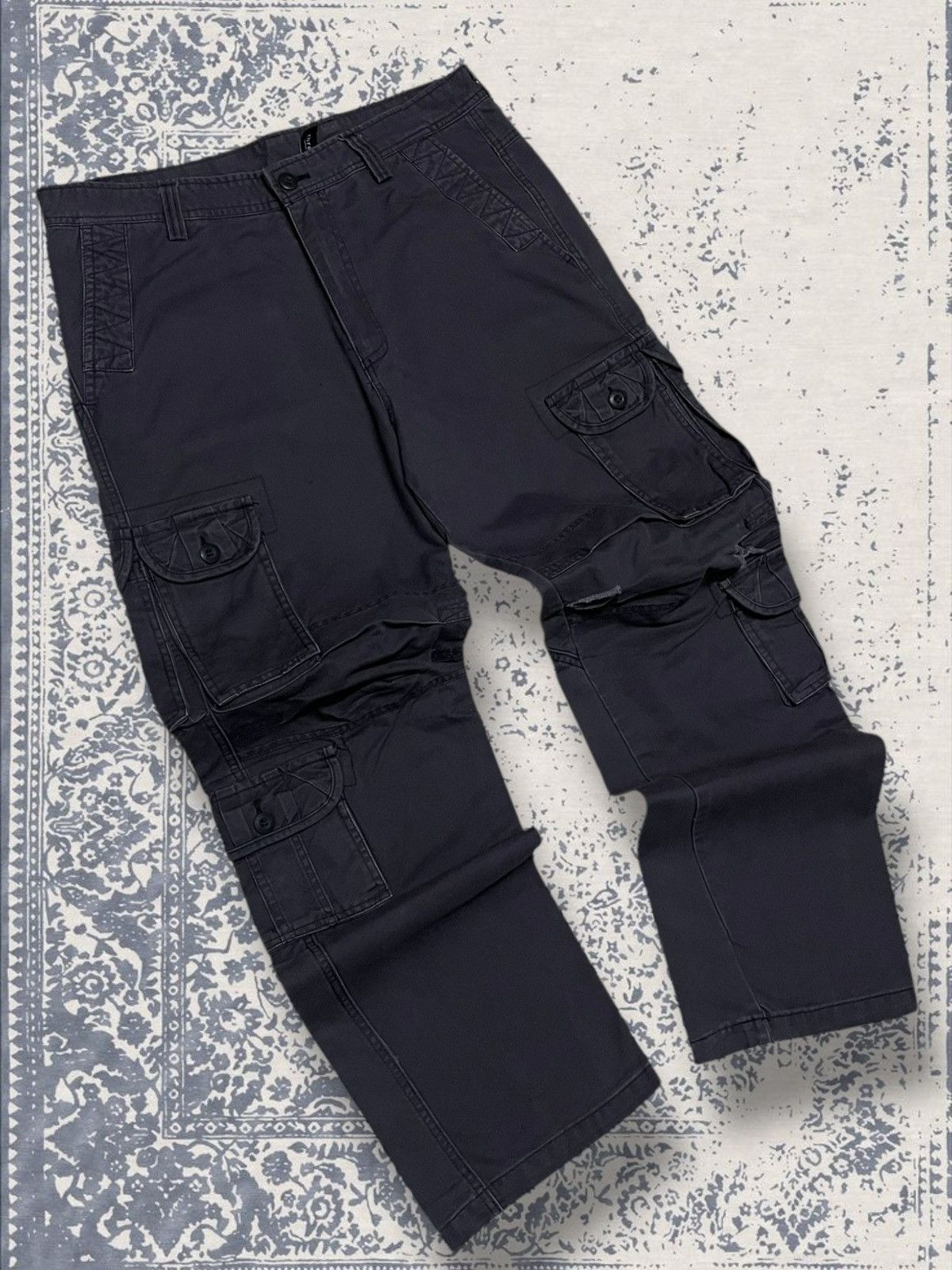 Designer × Japanese Brand × Vintage Vintage 1990s Japan Designer Qianyige Faded Cargo Combat Size US 33 - 2 Thumbnail