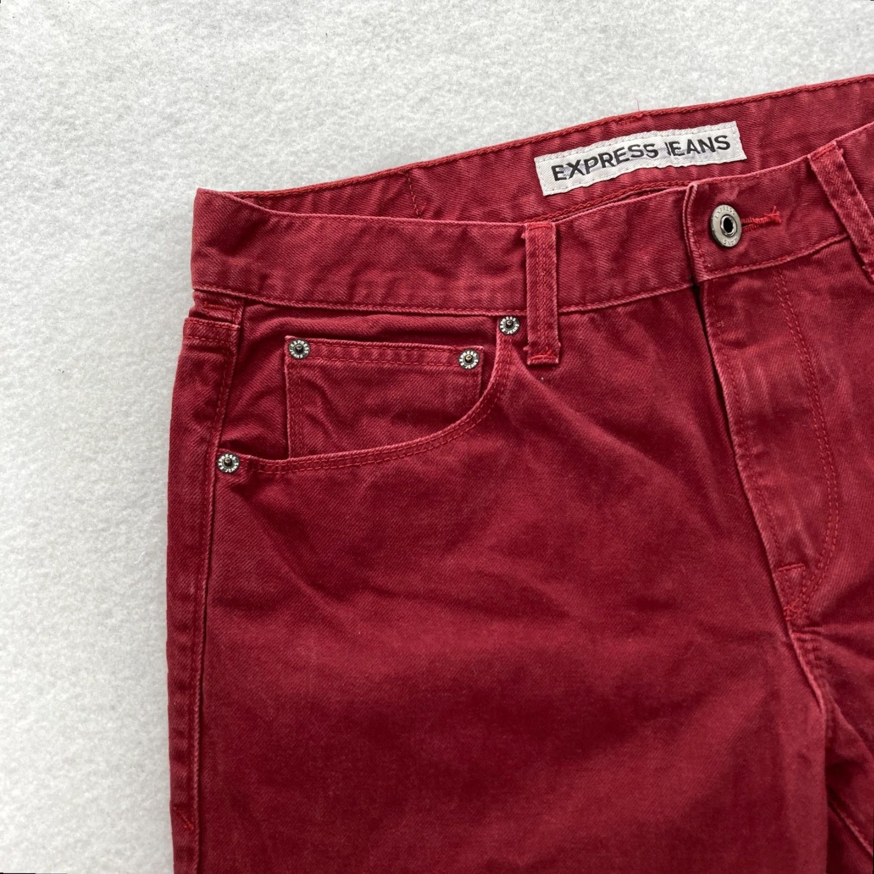 Express Express Jeans Mens 32x32 Rocco Slim Fit Button Fly Red Denim Grunge Style Jeans Size US 32 / EU 48 - 3 Thumbnail