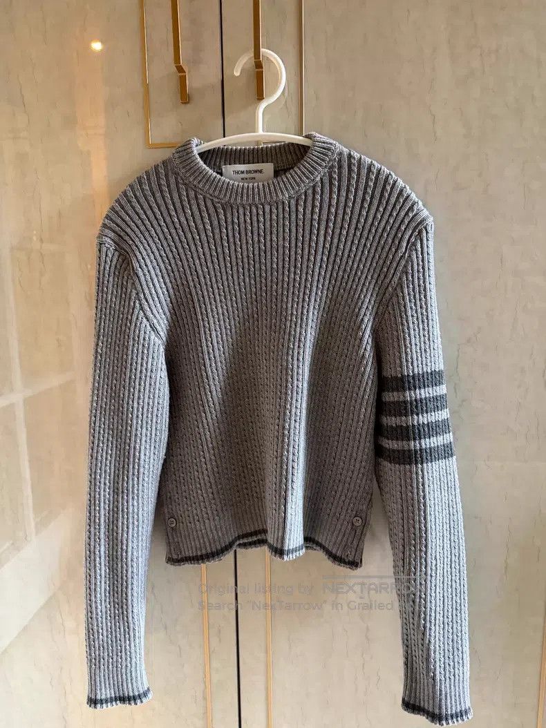 Thom Browne Thom Browne Grey Four-stripe Wool Sweater Size XS / US 0-2 / IT 36-38 - 1 Thumbnail