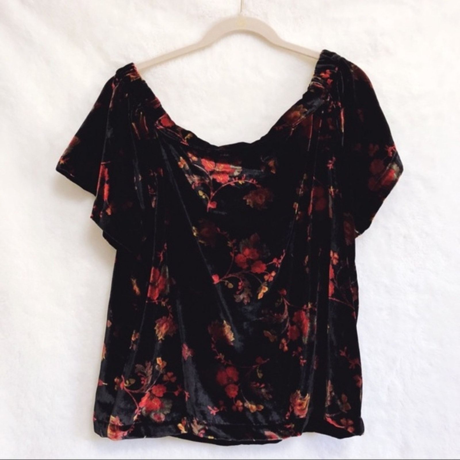 Loft LOFT Fall Floral Velvet Off the Shoulder Top Size S / US 4 / IT 40 - 2 Thumbnail