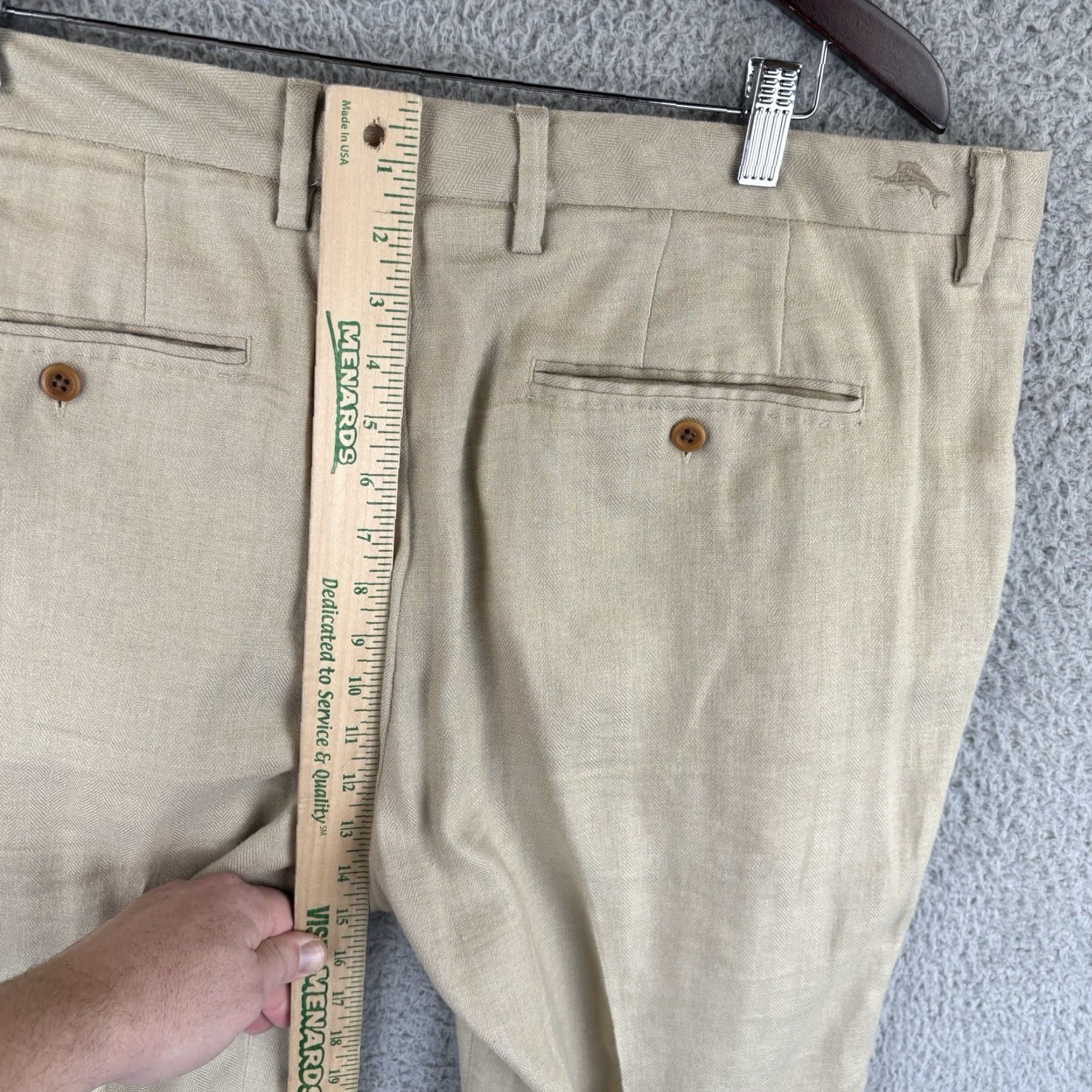 Tommy Bahama Tommy Bahama Pants Mens 38x27 Beige Flat Front Linen Polyester Blend Relaxed Straight Hip Beached Chill Casual, Wedding, 90s? Not. Size US 38 / EU 54 - 4 Thumbnail
