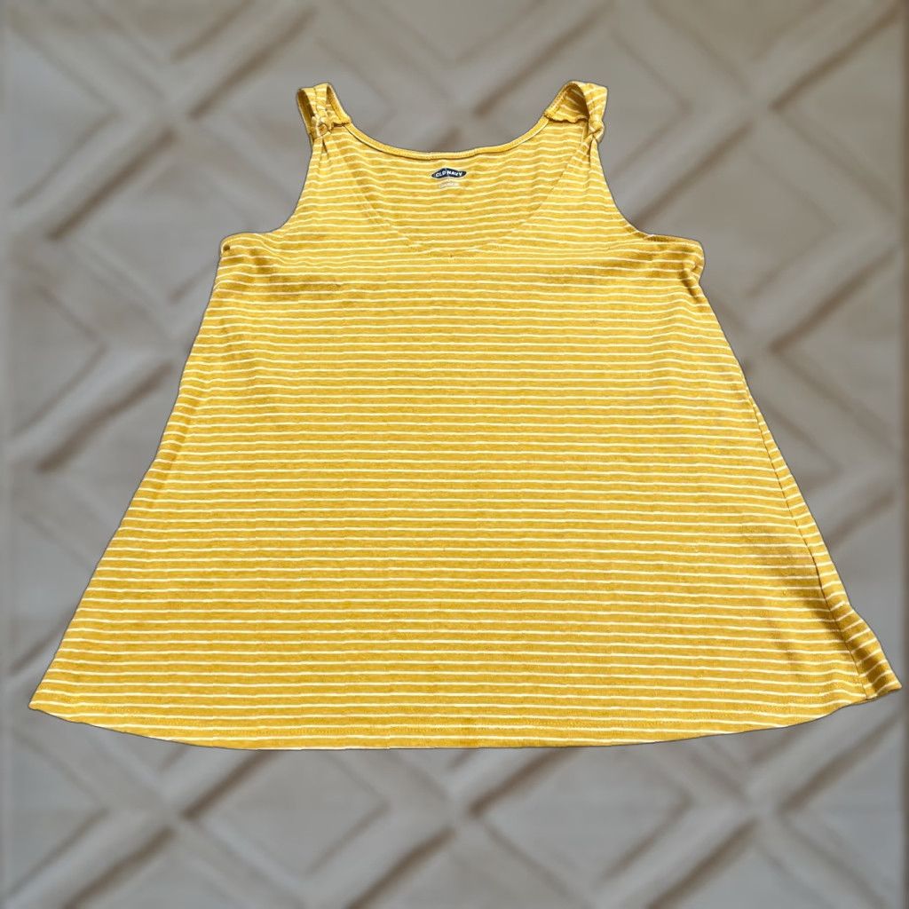 Old Navy Old Navy Linen Blend Relaxed Fit Tank Womens Small Golden Yellow Striped Size S / US 4 / IT 40 - 1 Thumbnail