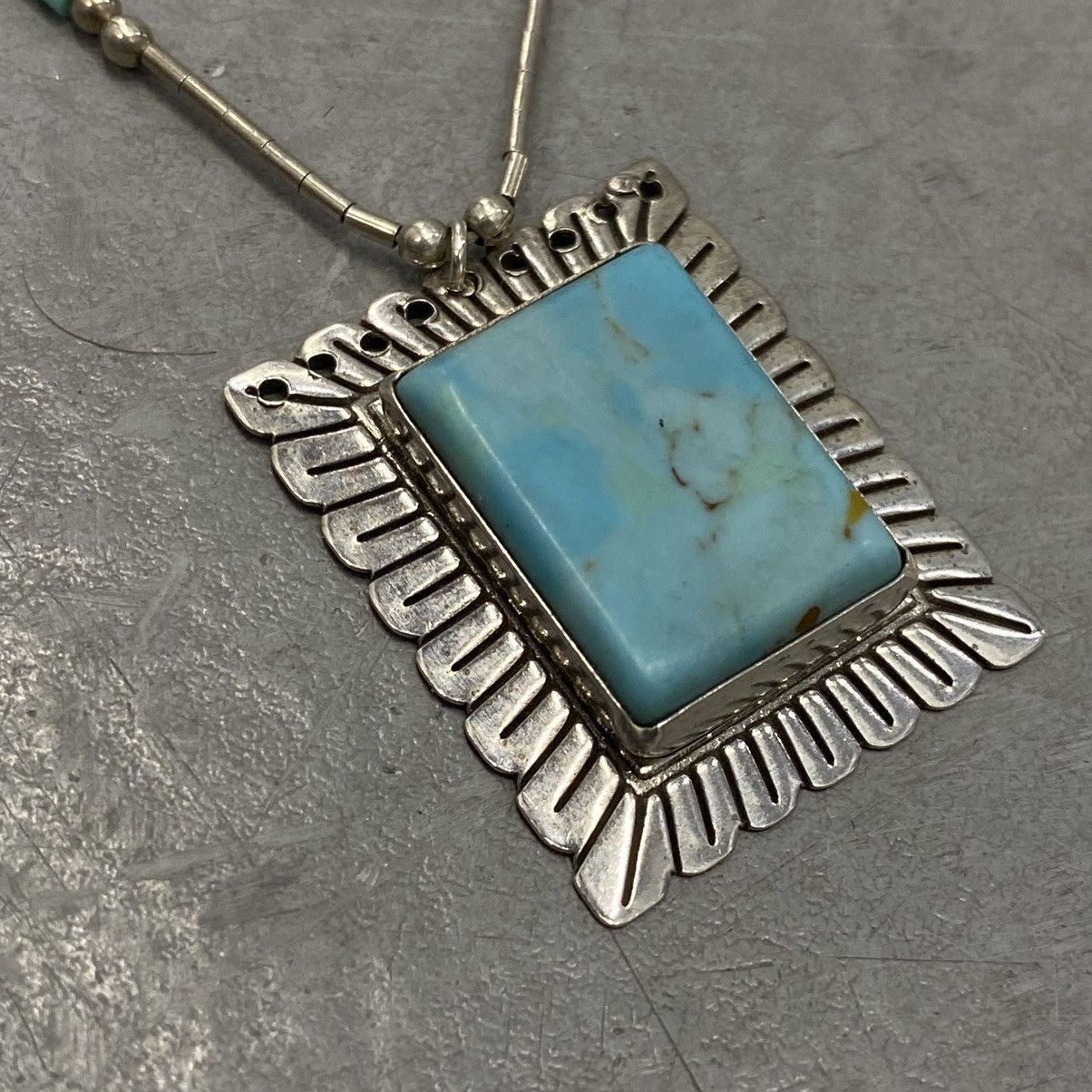 Kapital × Vintage Vtg 60s 70s Navajo Turquoise Sterling Square Concho Necklace Size ONE SIZE - 4 Thumbnail