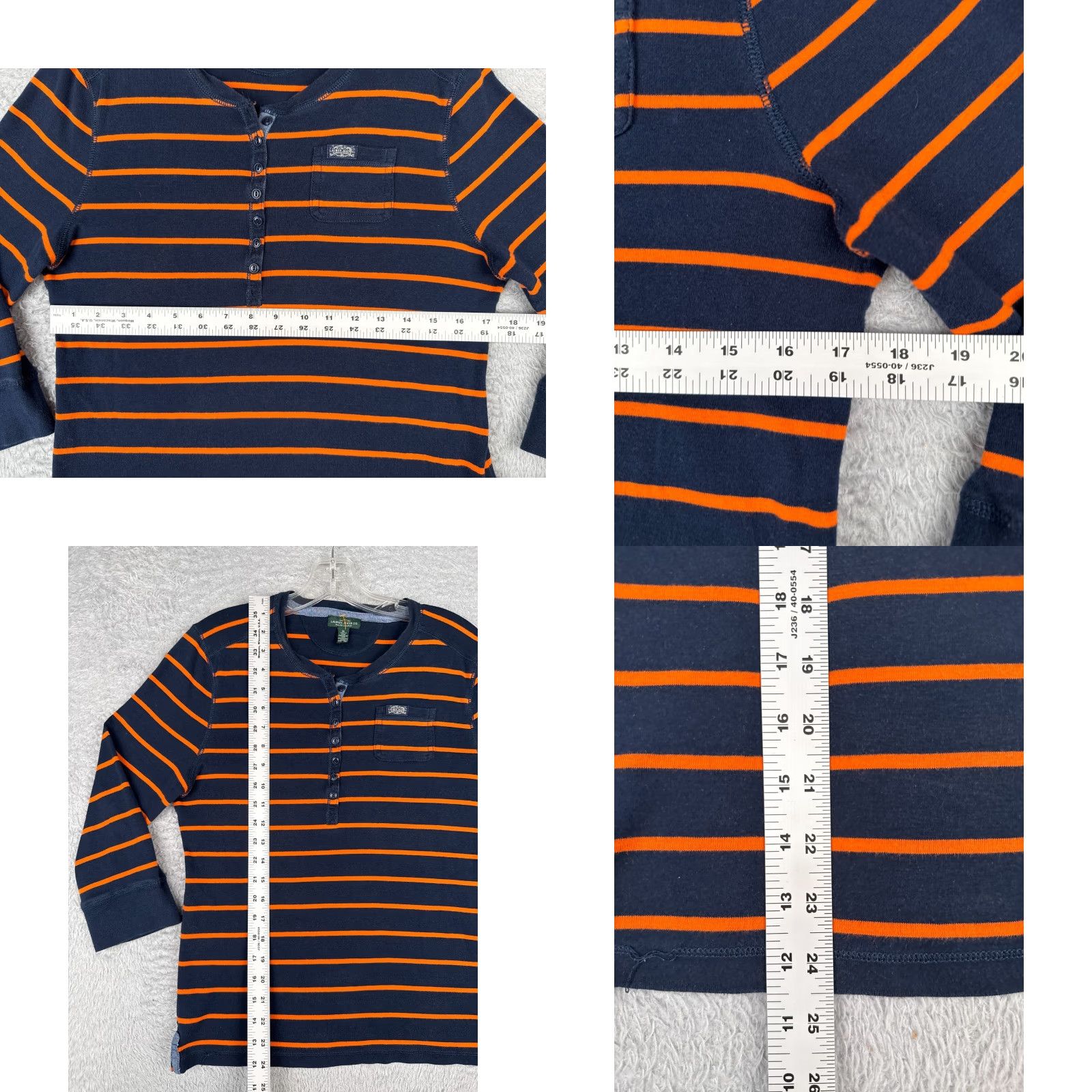 CO Lauren Jeans Co Shirt Women XL Blue Orange Stripe 3/4 Sleeve Cotton Henley Casual Striped Womens Size XL / US 12-14 / IT 48-50 - 8 Thumbnail