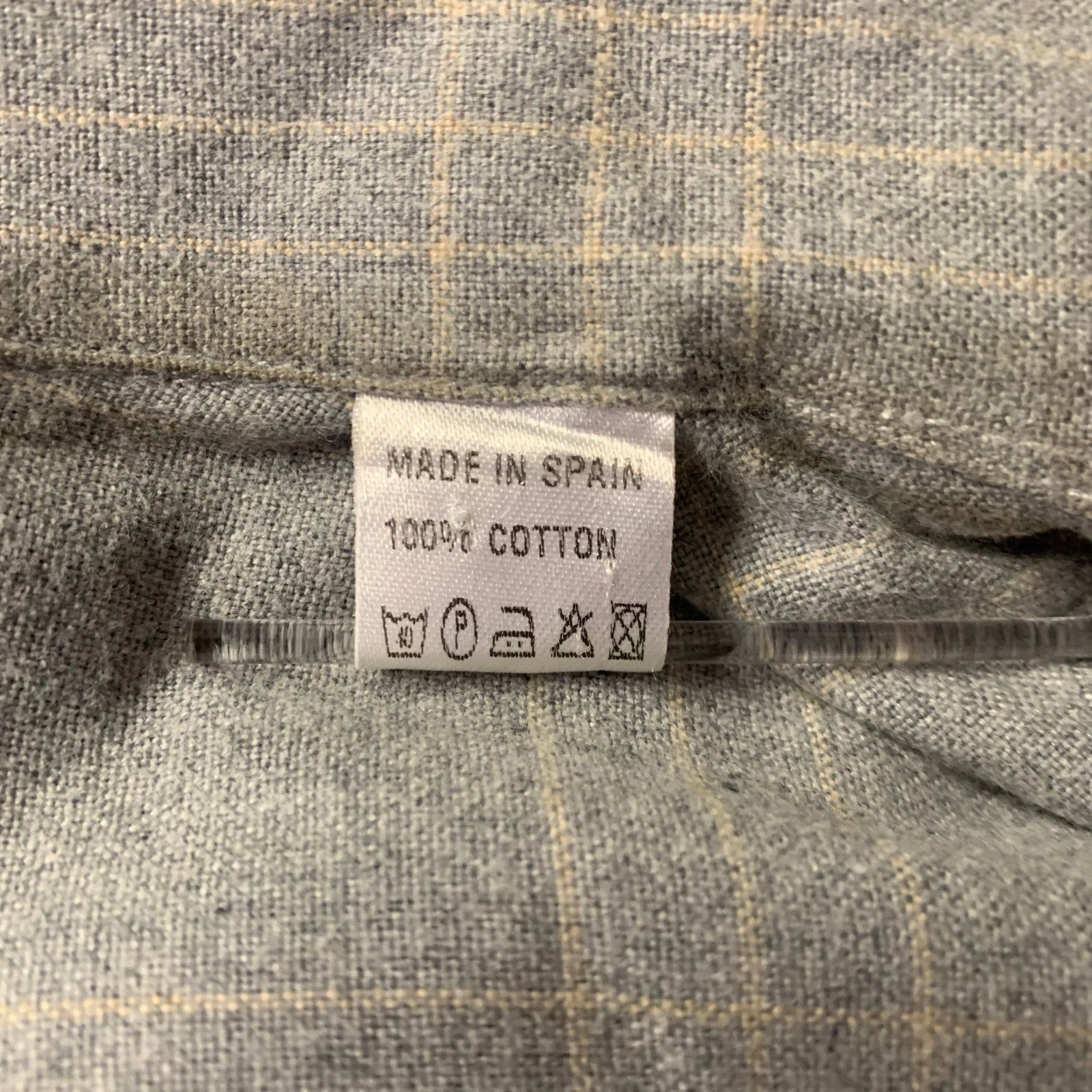 Ermenegildo Zegna ERMENEGILDO ZEGNA XL Grey Plaid Cotton Button Down Shirt Size US XL / EU 56 / 4 - 6 Thumbnail