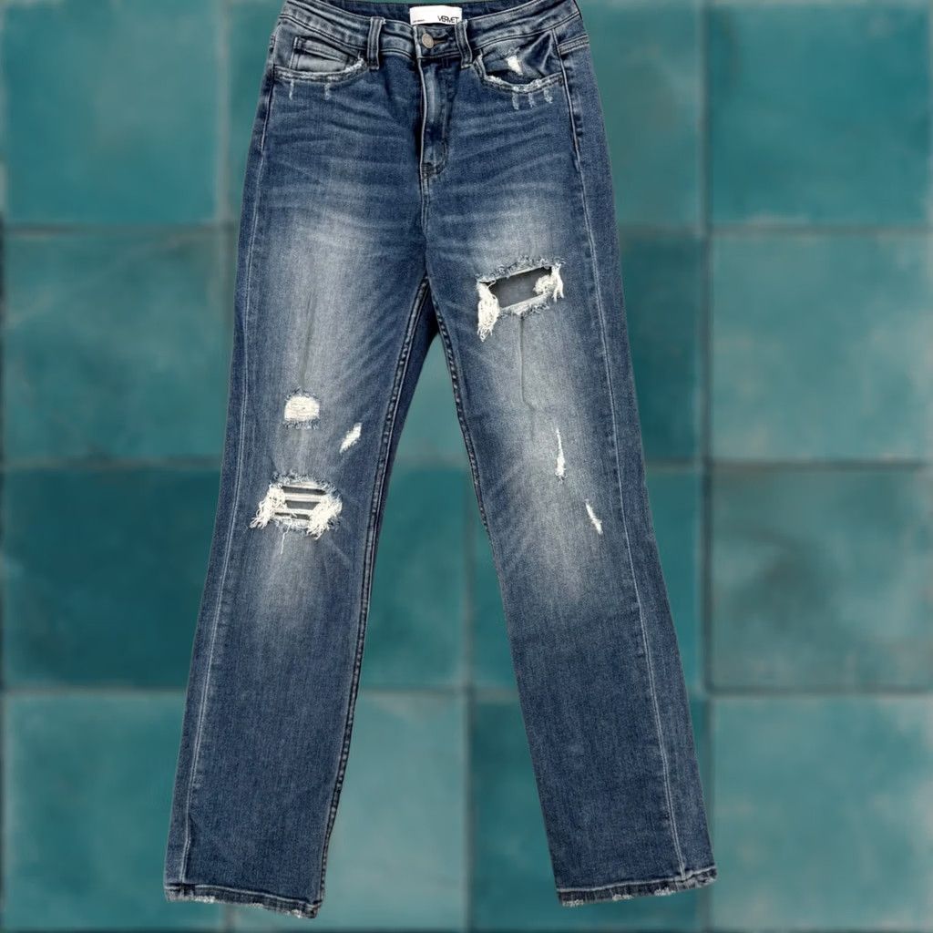 Vintage Vervet Jeans Blue Women's 26 Distressed High Rise Skinny 5-Pocket Denim Side Zipper Button Size 26" / US 2 / IT 38 - 1 Thumbnail