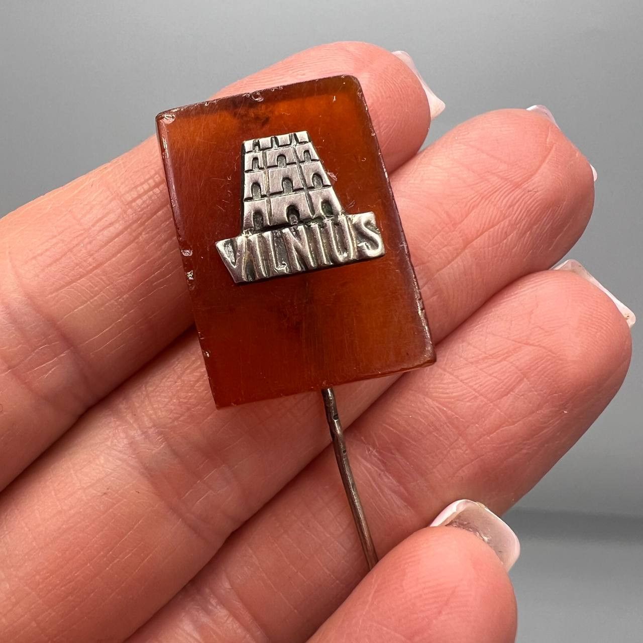 Vintage Vintage USSR Baltic Amber Hat Pin Vilnius Lithuania Brooch Size ONE SIZE - 1 Thumbnail