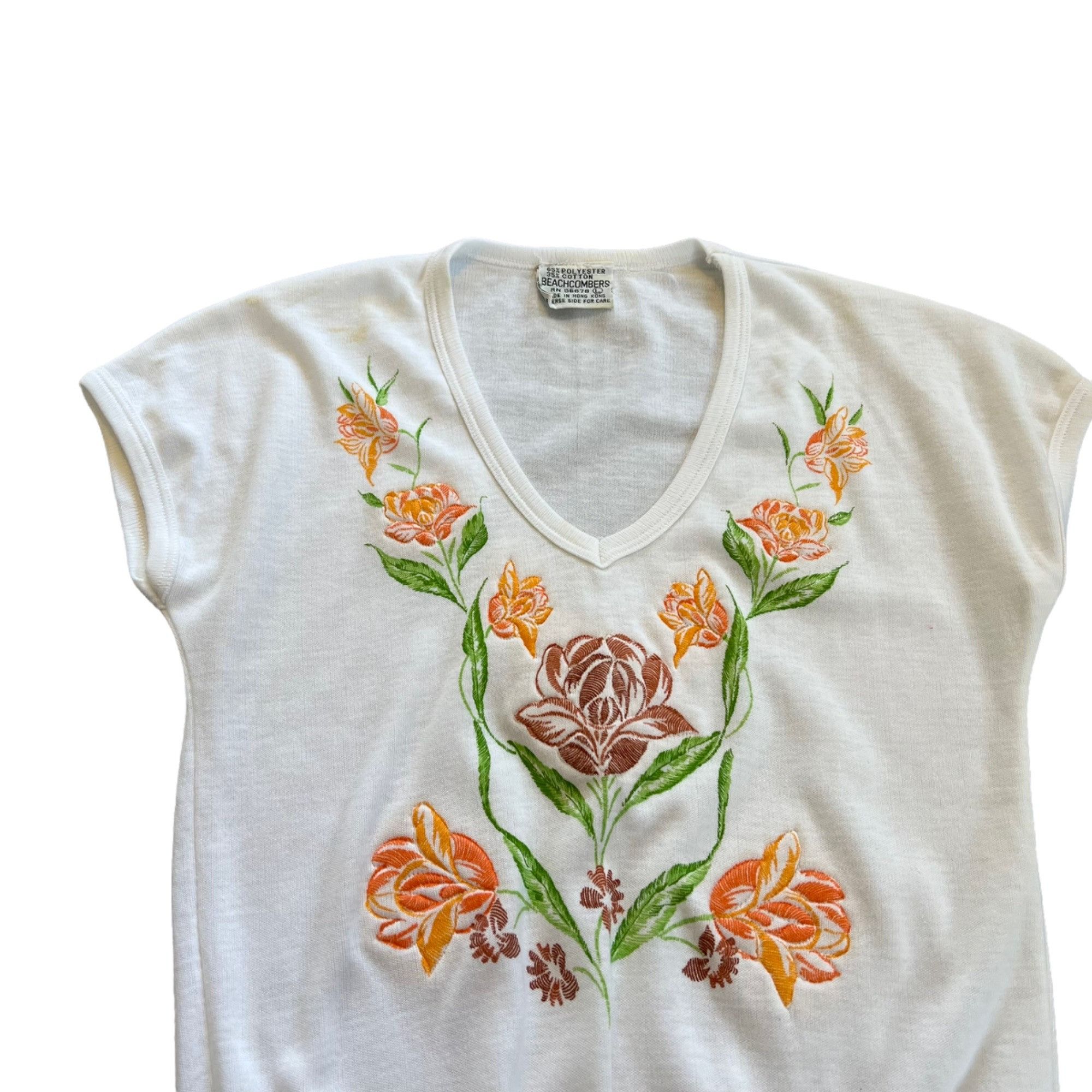 Vintage Vintage Beachcombers Floral Embroidered Super Soft Tee S Size S / US 4 / IT 40 - 2 Thumbnail