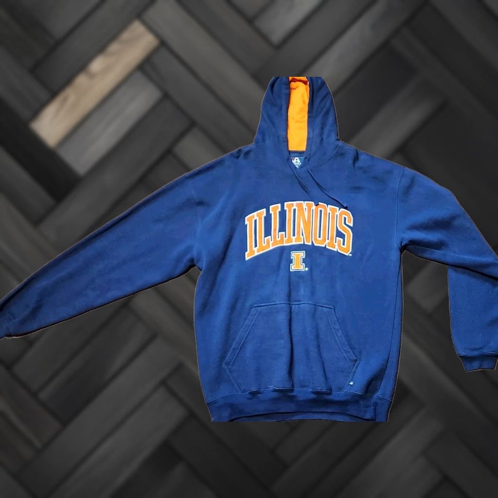 Vintage VINTAGE J. America Illinois Hoodie Mens 2XL Sweatshirt Illini Chief Embroidered Blue Graphic Print Hoodie Mens XL? Size US XXL / EU 58 / 5 - 1 Thumbnail