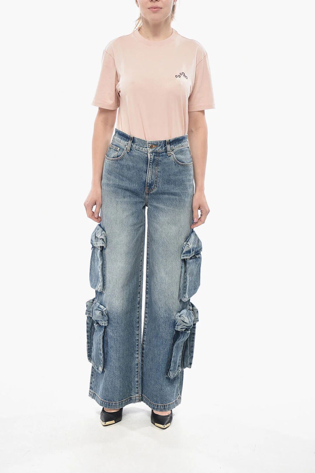 Amiri og1mm0426 Wide-Leg Cargo Jeans in Blue Size 26" / US 2 / IT 38 - 4 Thumbnail