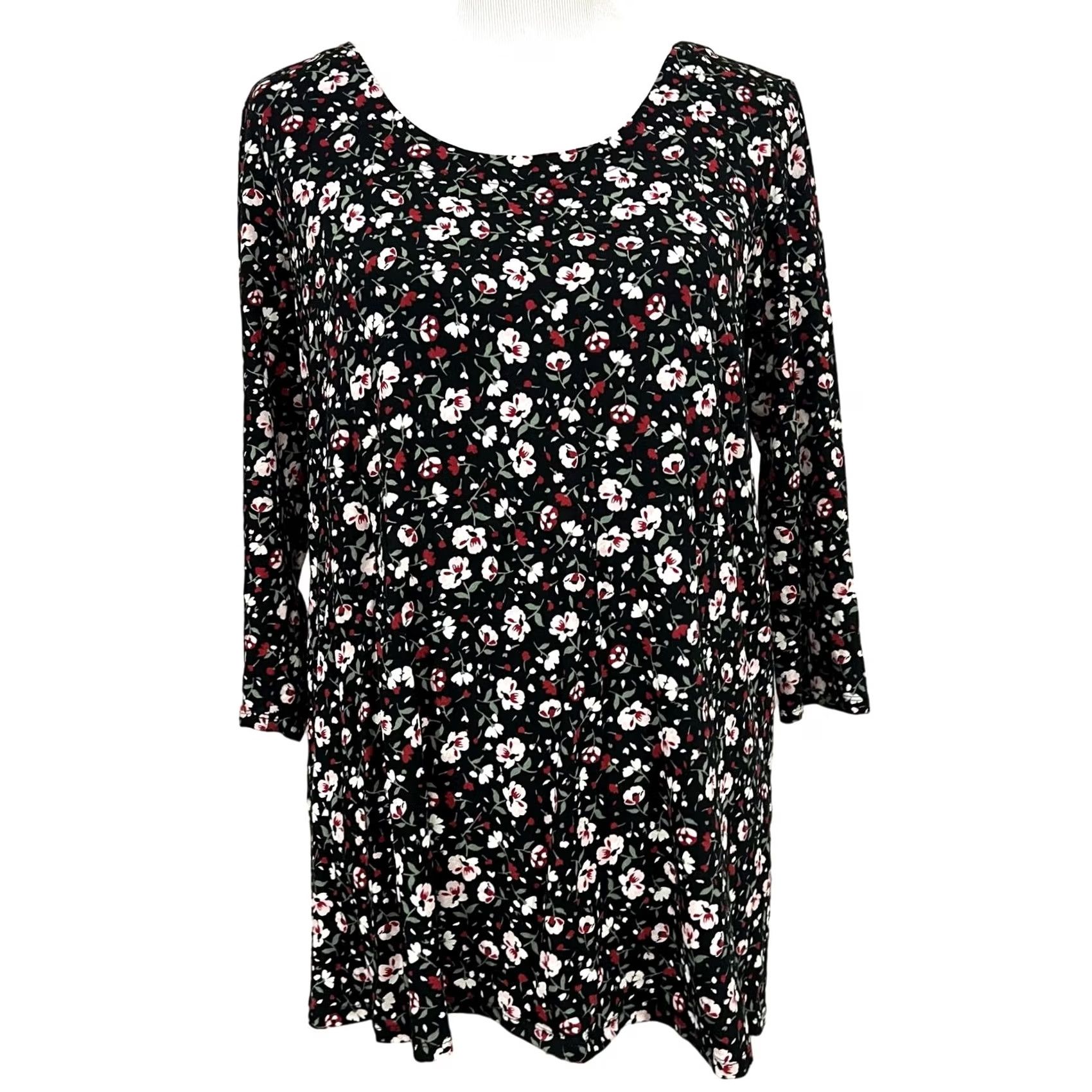 J. Jill J.Jill Wearever Tunic Top Blouse Floral Jersey Knit Stretch Sz M Multicolor Womens Size M / US 6-8 / IT 42-44 - 2 Thumbnail