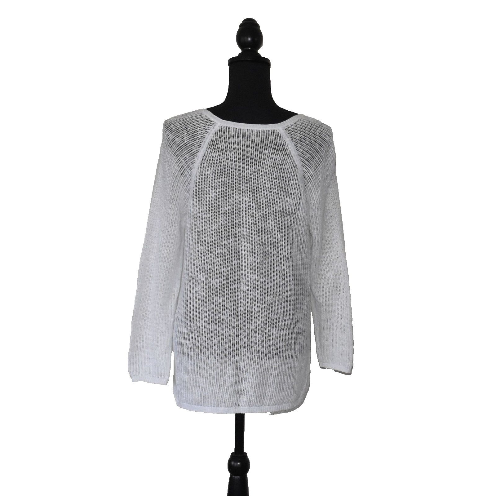 Eileen Fisher EILEEN FISHER White Linen & Cotton Knit Grid Tunic Sz PS Size S / US 4 / IT 40 - 3 Thumbnail