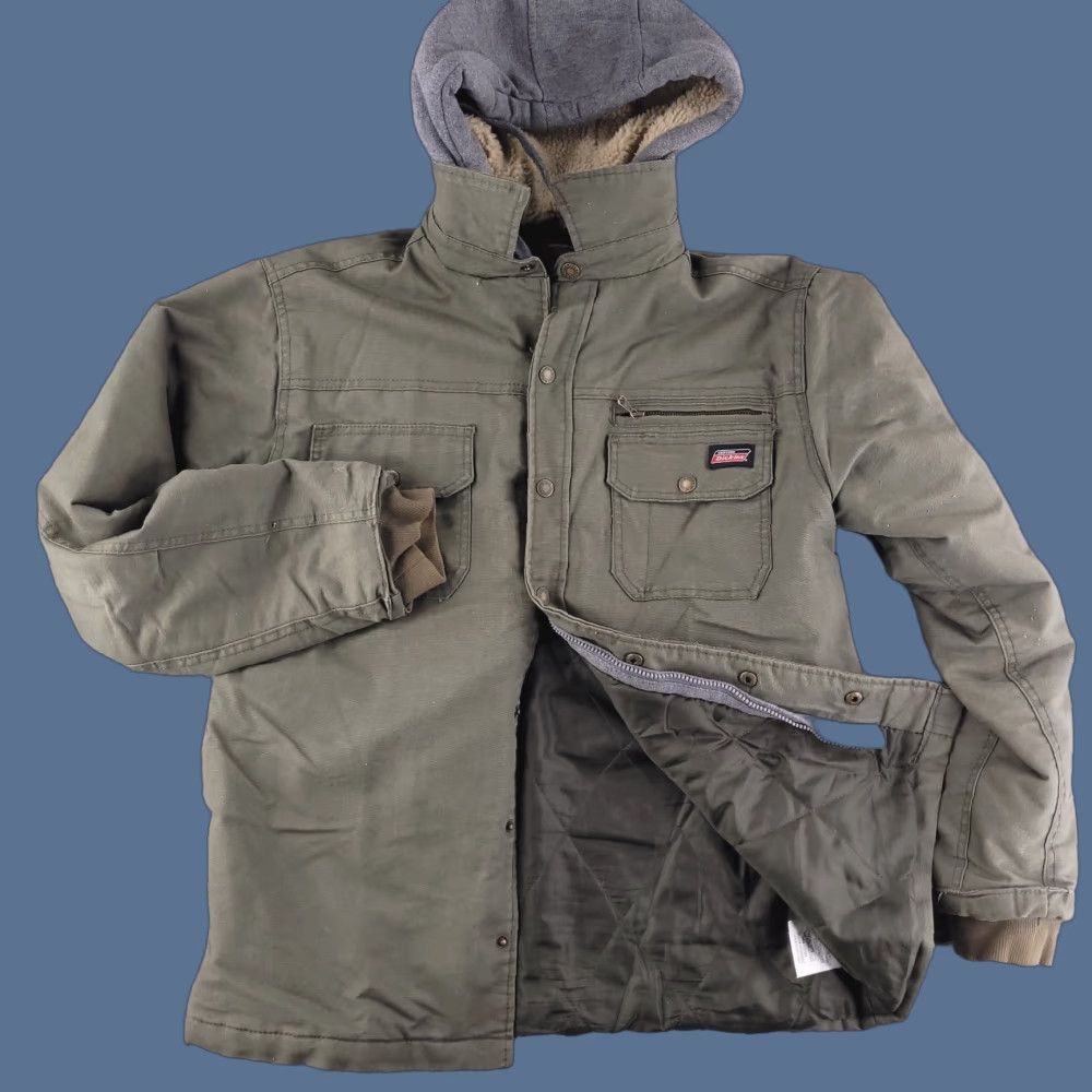 Dickies Dickies Hoodie Mens M Green Duck Canvas Cotton Fleece Work Casual Olive Quilted Jacket Size US M / EU 48-50 / 2 - 1 Thumbnail