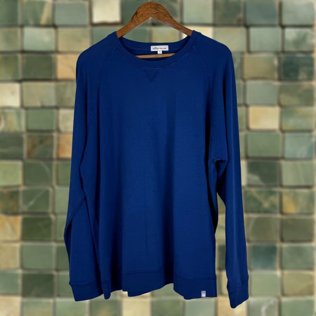 Peter Millar Peter Millar Raglan Crewneck Sweatshirt XL Royal Blue Pullover Long Sleeve Size US XL / EU 56 / 4 - 1 Thumbnail