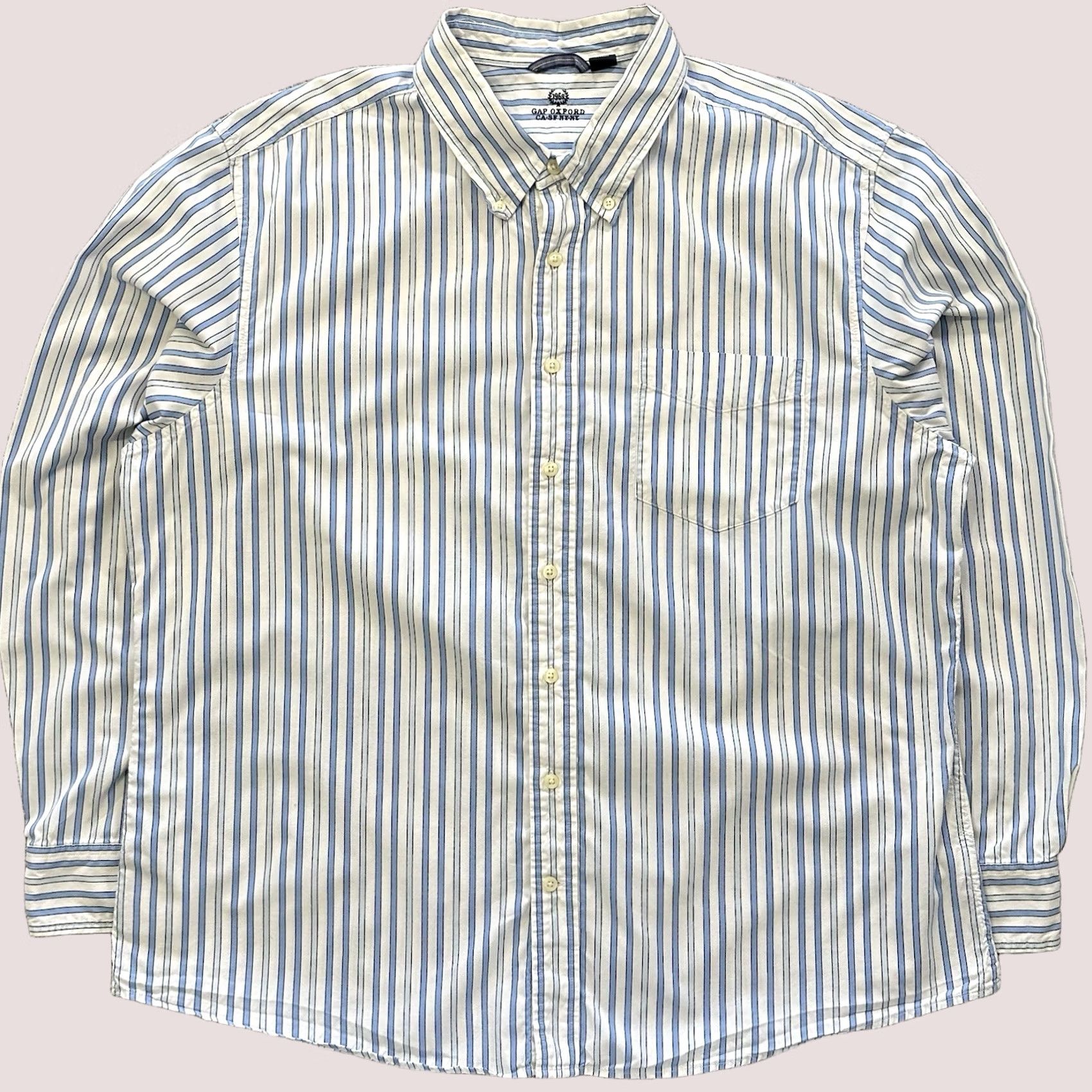 Gap Gap Shirt Mens XXL Vintage Y2K Long Sleeve Button Up Striped Orange Blue Shirt Size US XXL / EU 58 / 5 - 1 Thumbnail