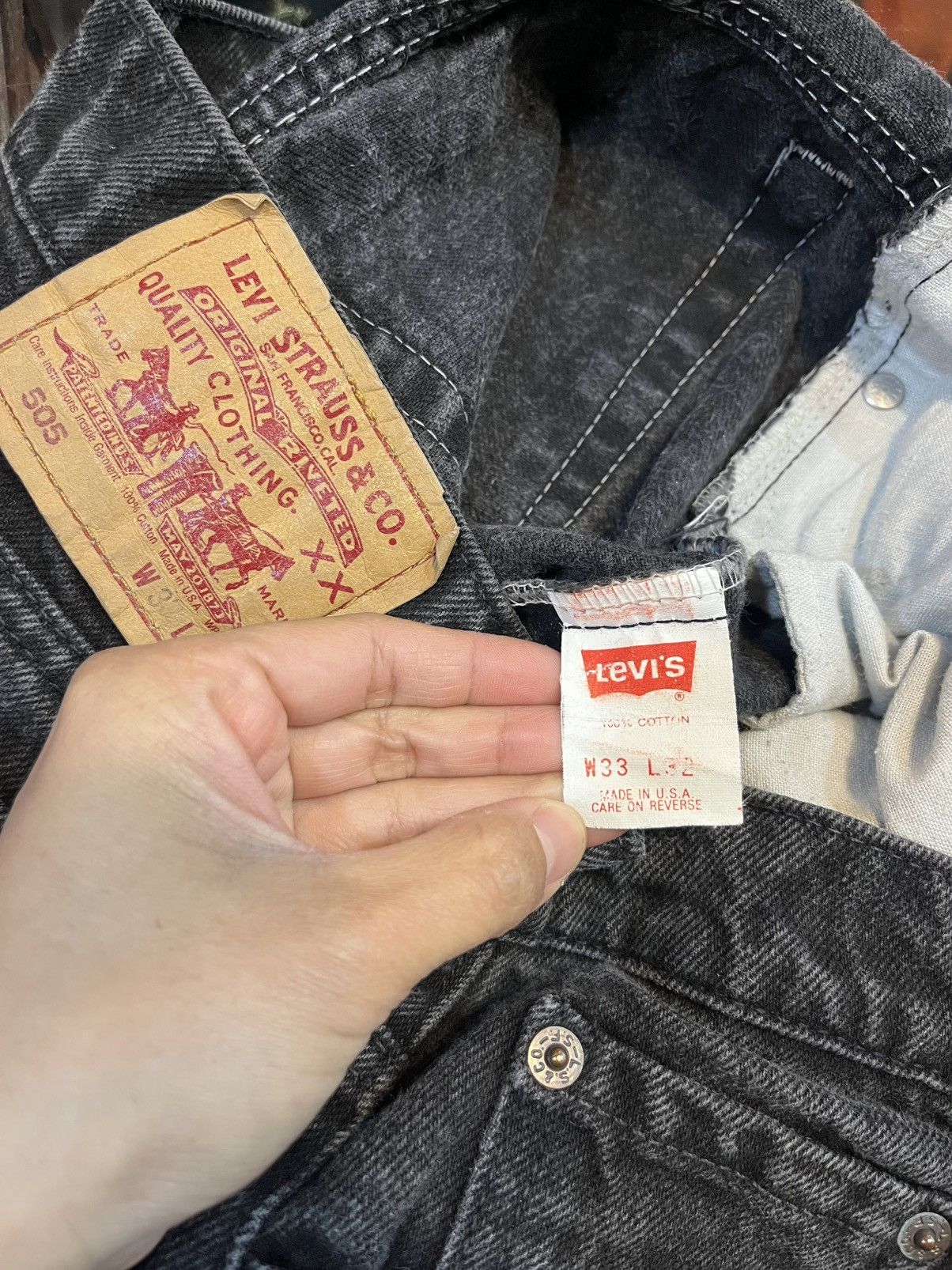 Levi's Vintage Clothing Leiv’s 505 U.S.A Black Denim Size US 32 / EU 48 - 6 Thumbnail