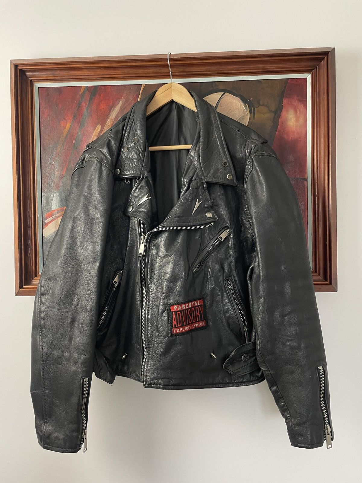Genuine Leather Rare 90s Biker Real Genuine Leather Metal Jacket Rock Hype Size US L / EU 52-54 / 3 - 1 Thumbnail