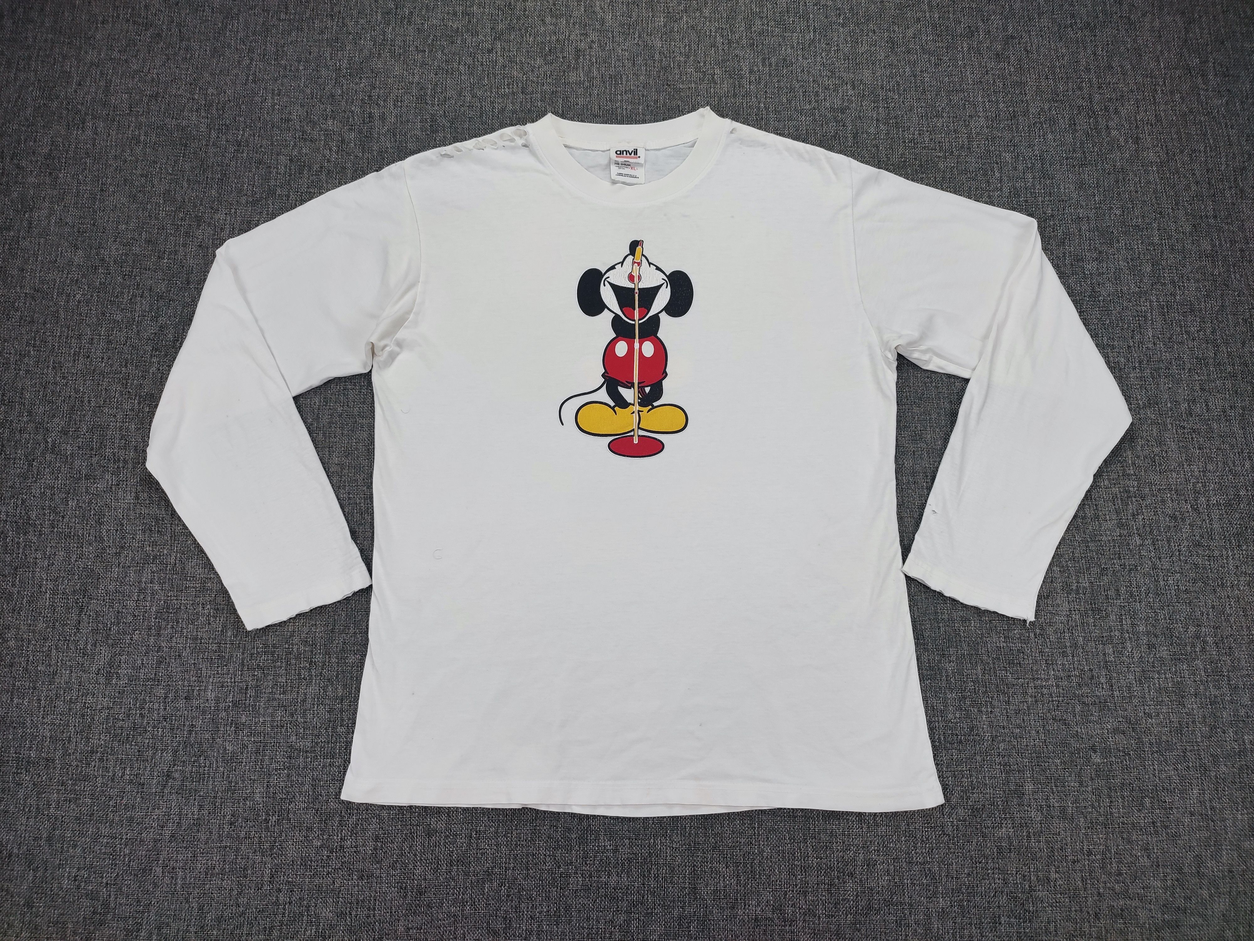 Mickey Mouse × Vintage Grunge Design Mickey Mouse Liam Gallagher Singing Pose Tee Size US XL / EU 56 / 4 - 1 Thumbnail