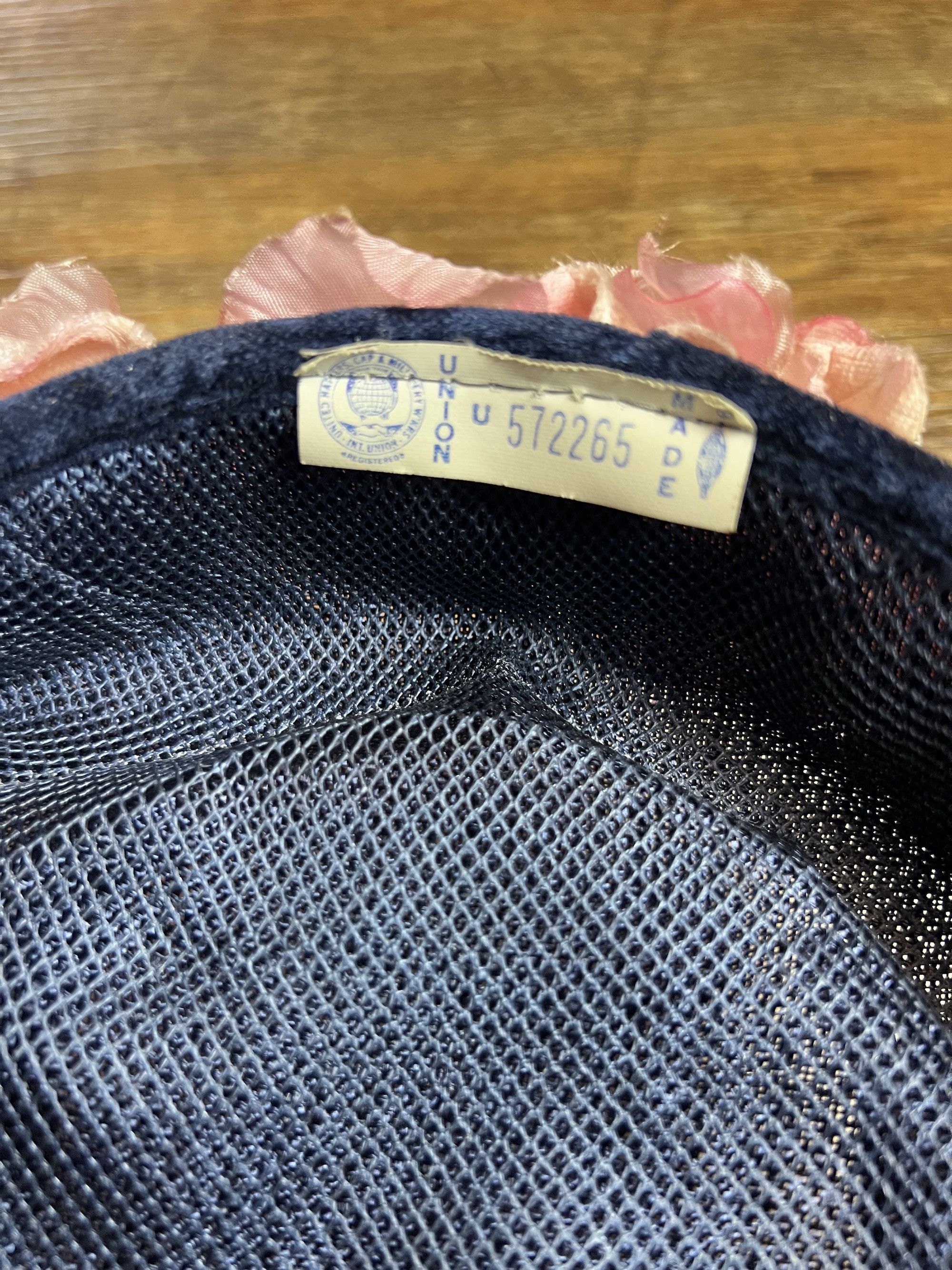 Vintage Vintage 1950's Union Made Navy Blue Straw + Pink Floral Hat Size ONE SIZE - 4 Thumbnail