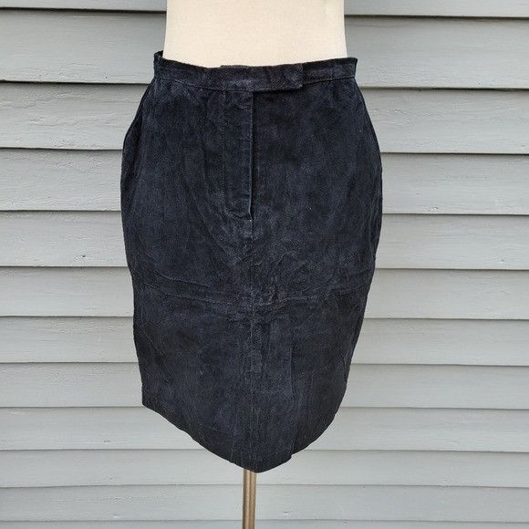 Vintage Vintage 90s y2k Bratz Black Suede Leather High Waisted Midi Size 28" / US 6 / IT 42 - 4 Thumbnail