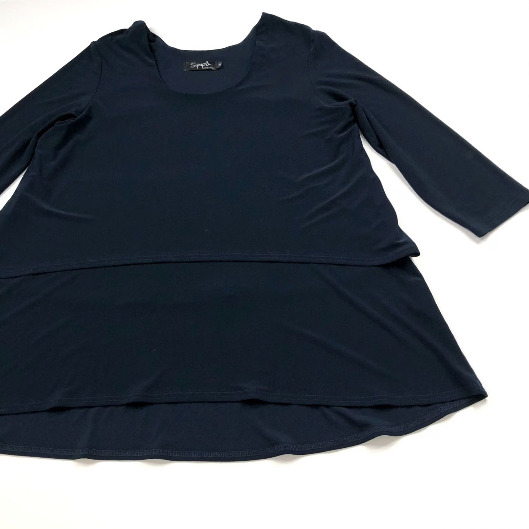 Vintage Sympli Womens Pullover Top Blouse Navy Blue Size 14 Layered Size XL / US 12-14 / IT 48-50 - 2 Thumbnail