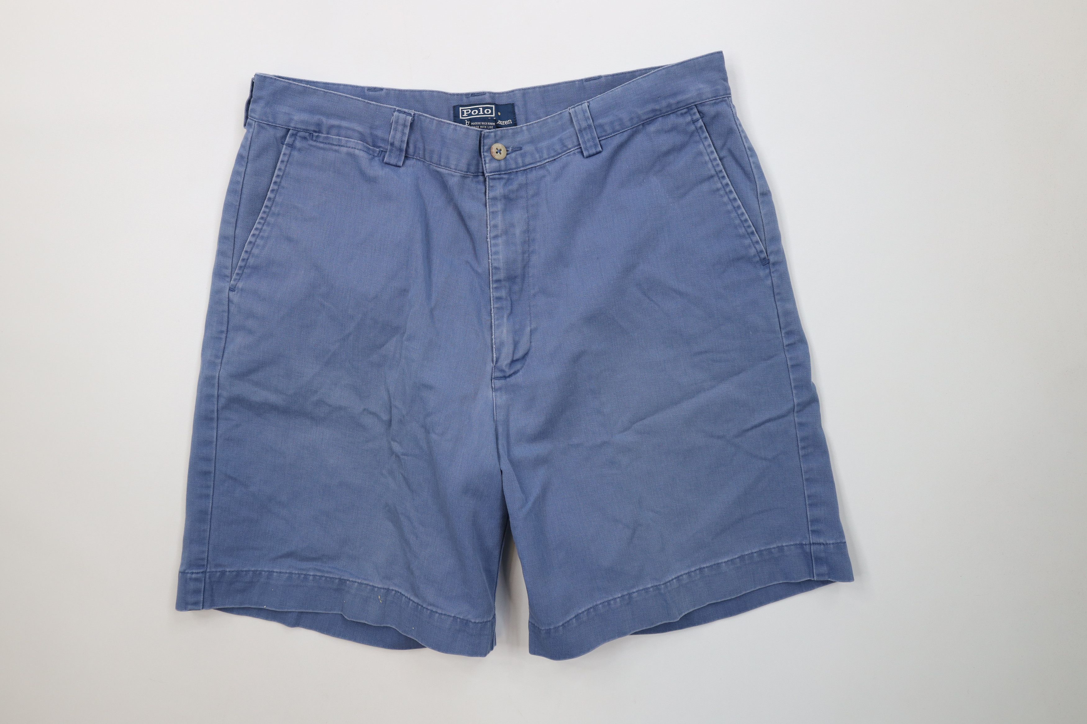 Polo Ralph Lauren Vintage 90s Ralph Lauren Above Knee Chino Shorts Blue Cotton Size US 34 / EU 50 - 1 Thumbnail