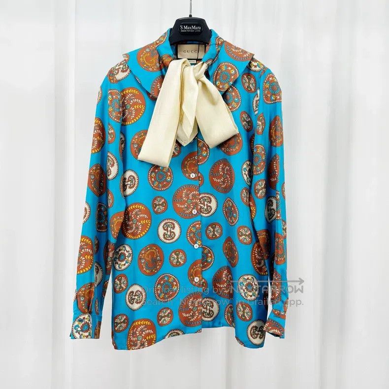 Gucci Gucci Double G letter bow tie silk shirt Size XS / US 0-2 / IT 36-38 - 1 Thumbnail