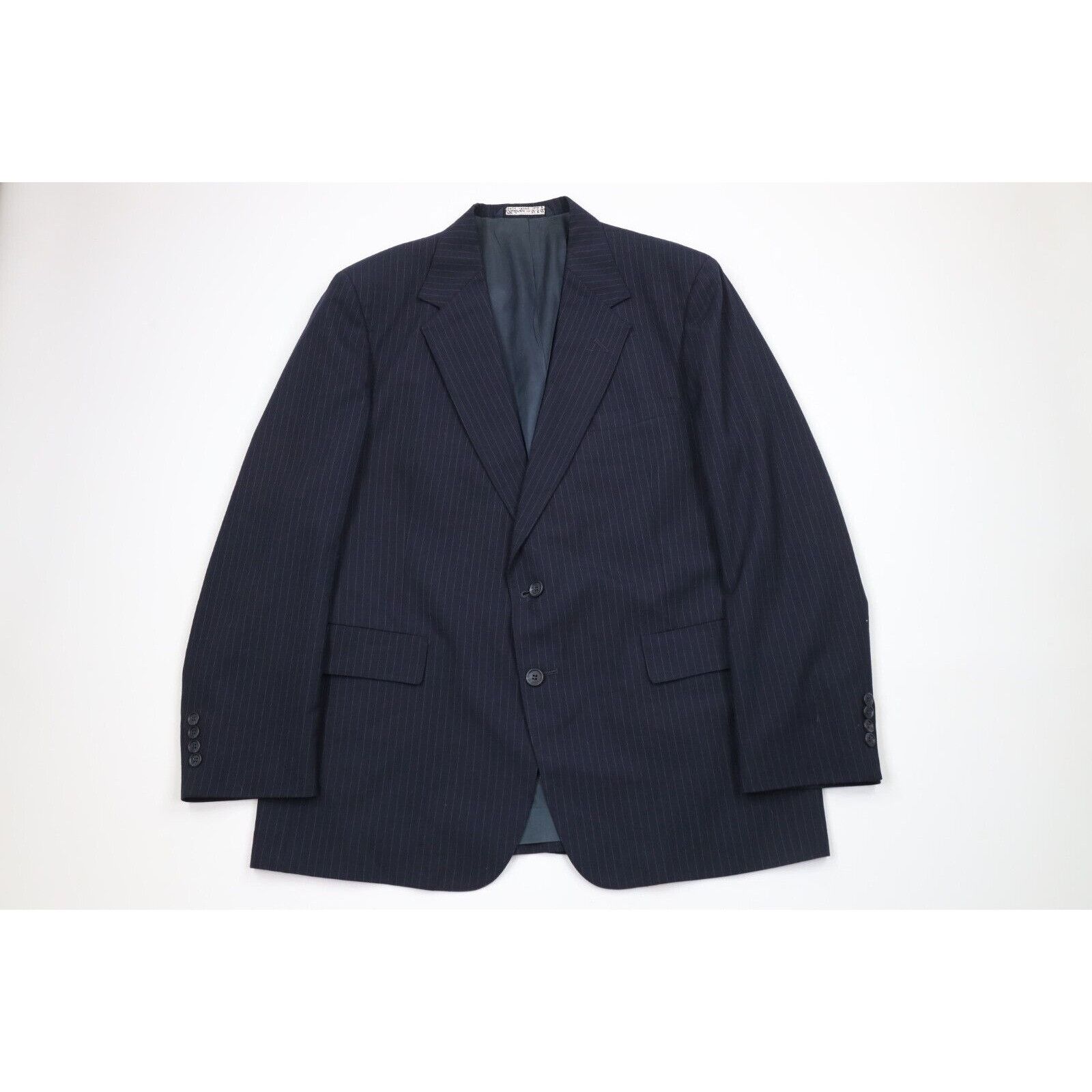 Vintage Vintage 70s Streetwear 2 Piece Pinstriped Suit Wedding Size 44R - 2 Thumbnail