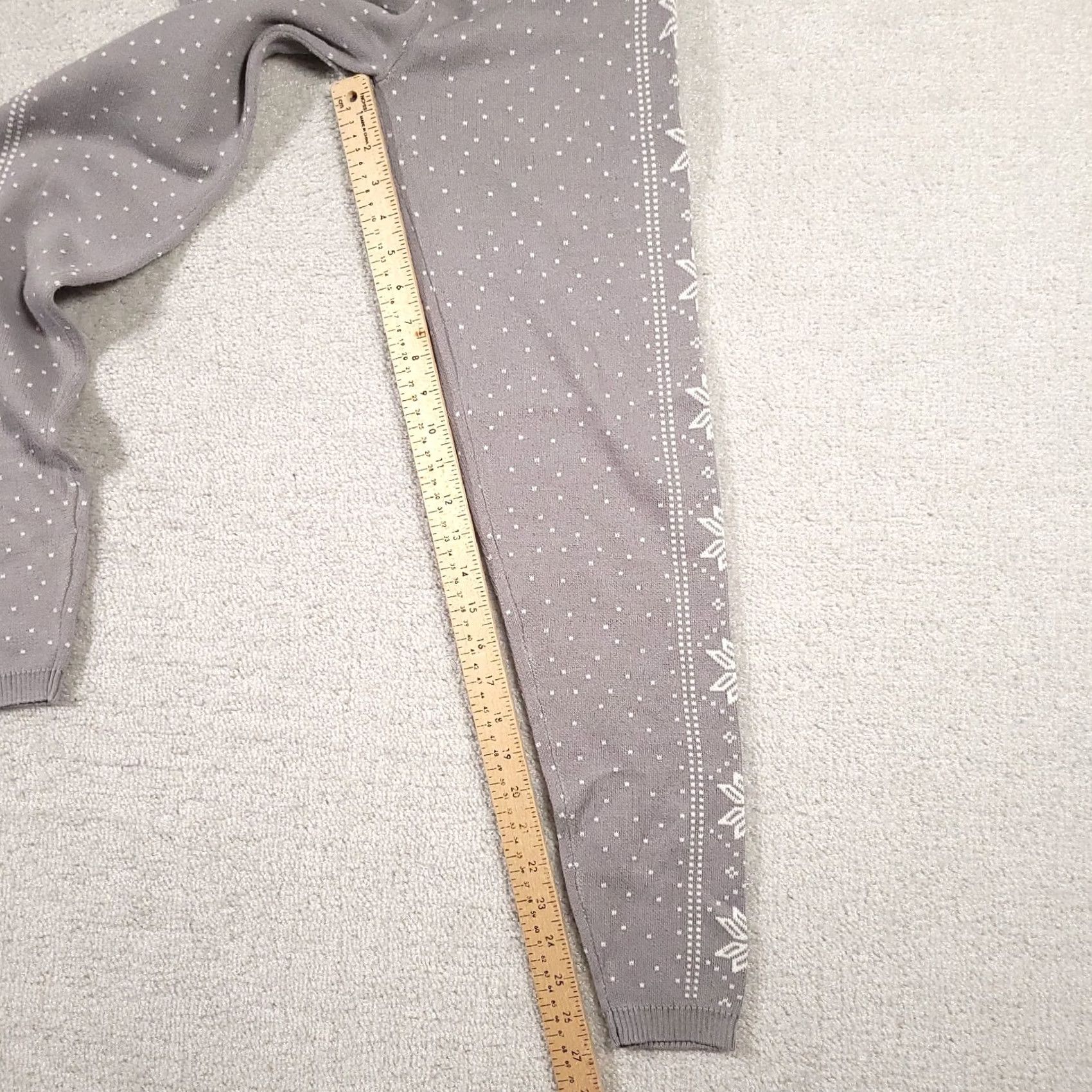Vintage SO Leggings Women's Medium Gray Pull-On Knit Snowflake Print Warm Size 32" / US 10 / IT 46 - 7 Thumbnail