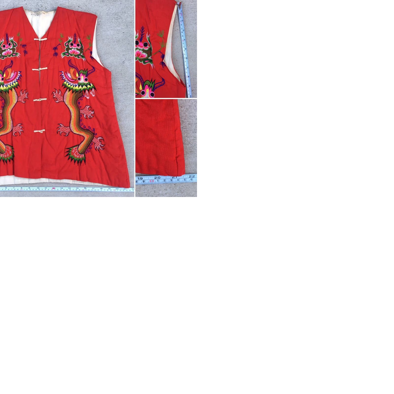 Vintage VINTAGE Embroidered Asian Vest Dragon Frog Chinese M/L Red Vest Size M / US 6-8 / IT 42-44 - 9 Thumbnail