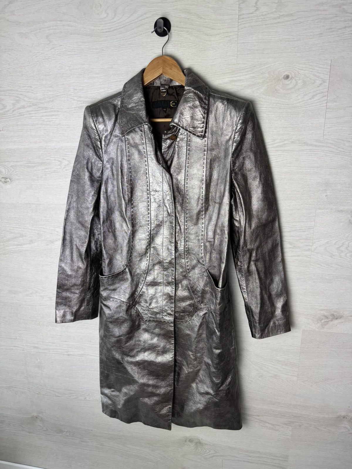Just Cavalli Just Cavalli Coat Long Silver Metallic Size M / US 6-8 / IT 42-44 - 2 Thumbnail