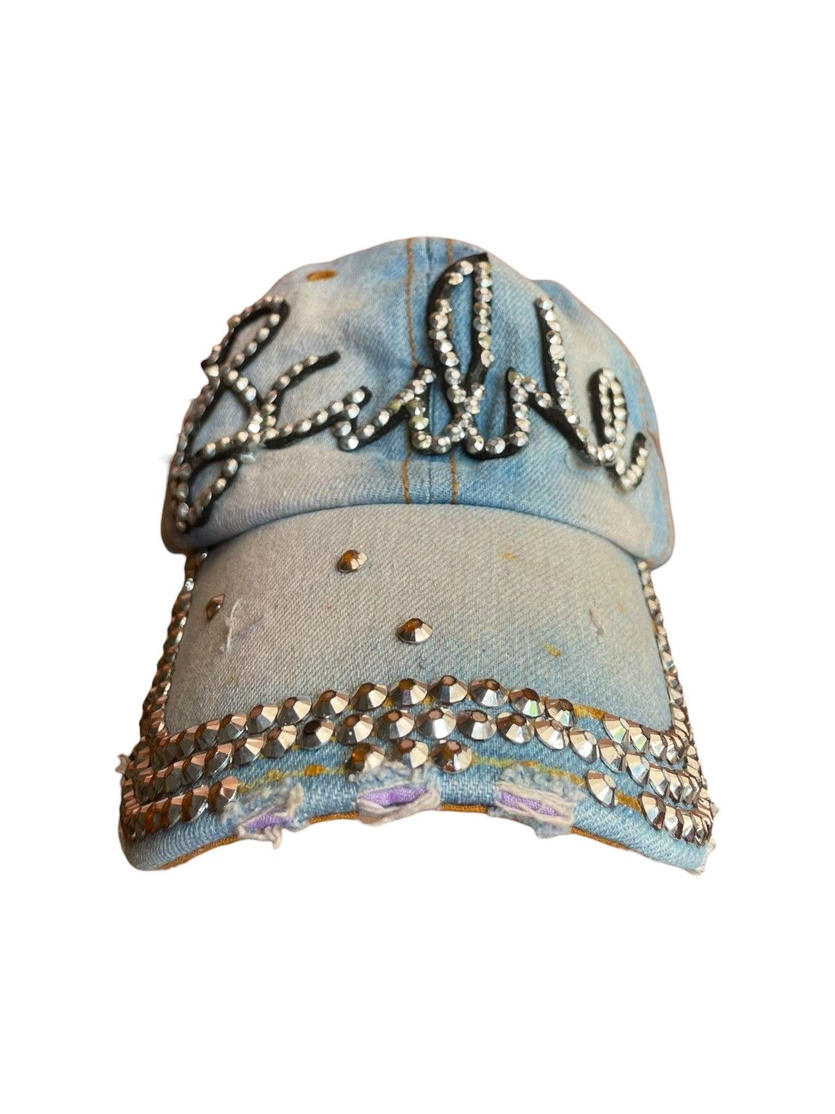Japanese Brand Distressed Studded Sun Faded Katsuragi Barbie CAP Denim Hat Size ONE SIZE - 1 Thumbnail