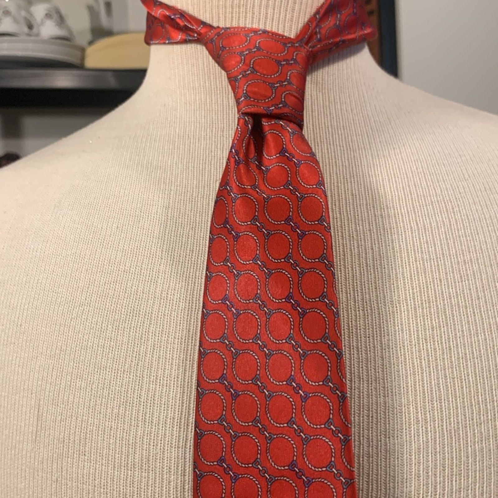 Vintage 70’s-80’s horsebit equestrian polo motifs tie,designer style Size ONE SIZE - 2 Thumbnail