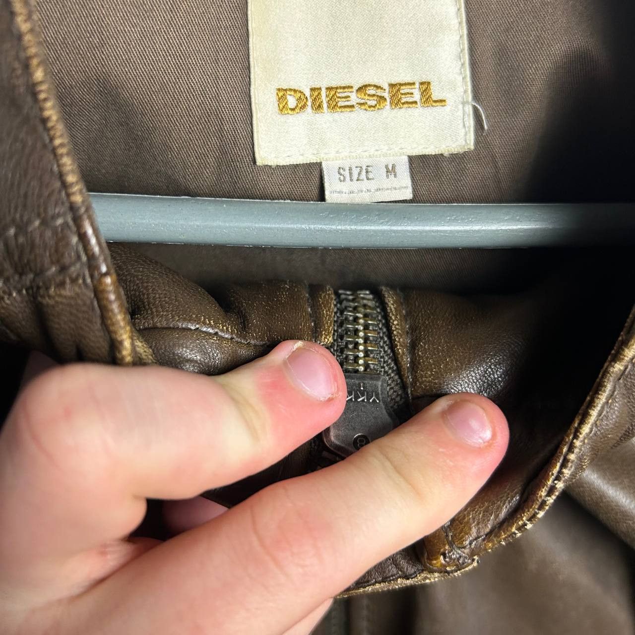 Diesel Vintage Diesel Leather Small logo brown streetwear jacket Size US M / EU 48-50 / 2 - 12 Thumbnail
