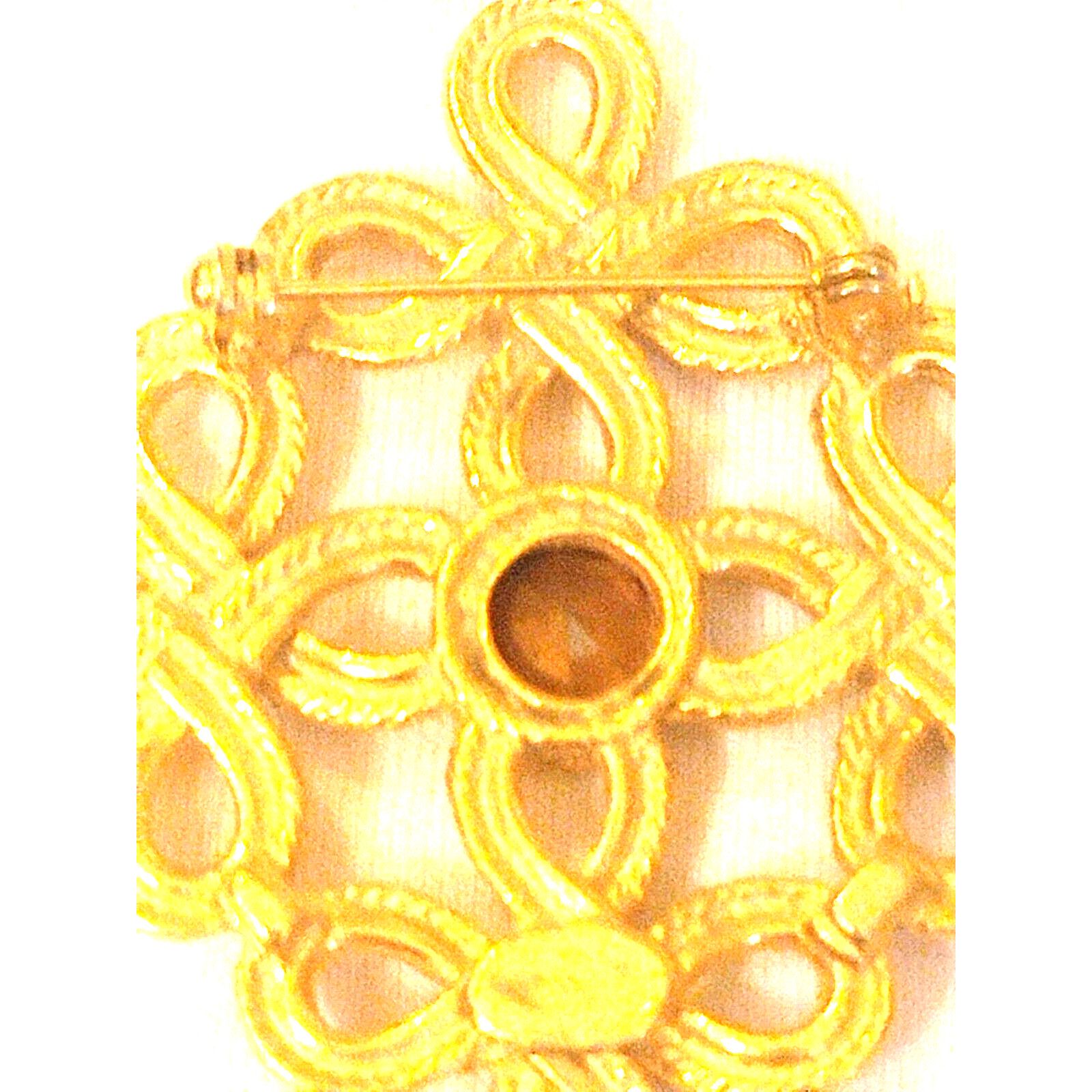 The Unbranded Brand Brushed Gold Brooch Open Multi Cross w/ Clear Rhinestones Size ONE SIZE - 3 Thumbnail