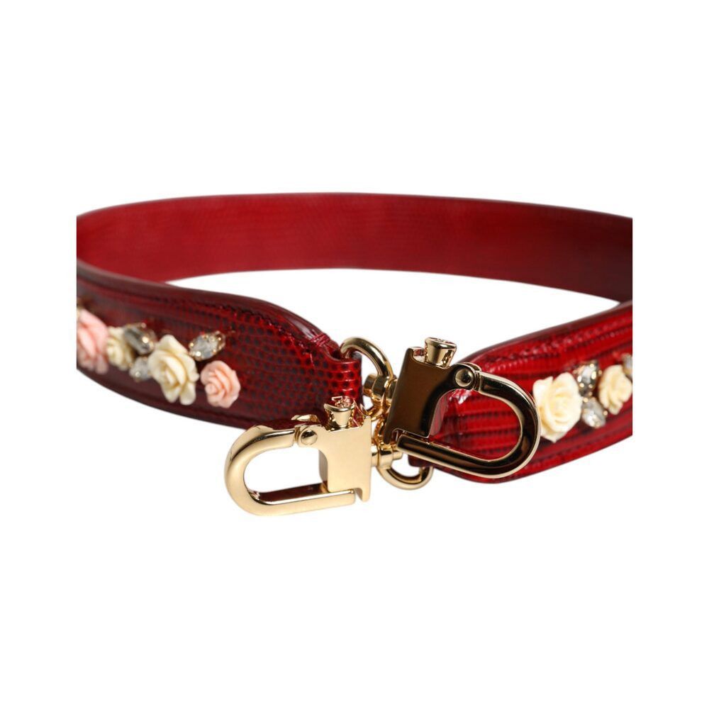 Dolce & Gabbana Dolce & Gabbana Red Leather Floral Embellish Bag Shoulder St Size ONE SIZE - 2 Thumbnail