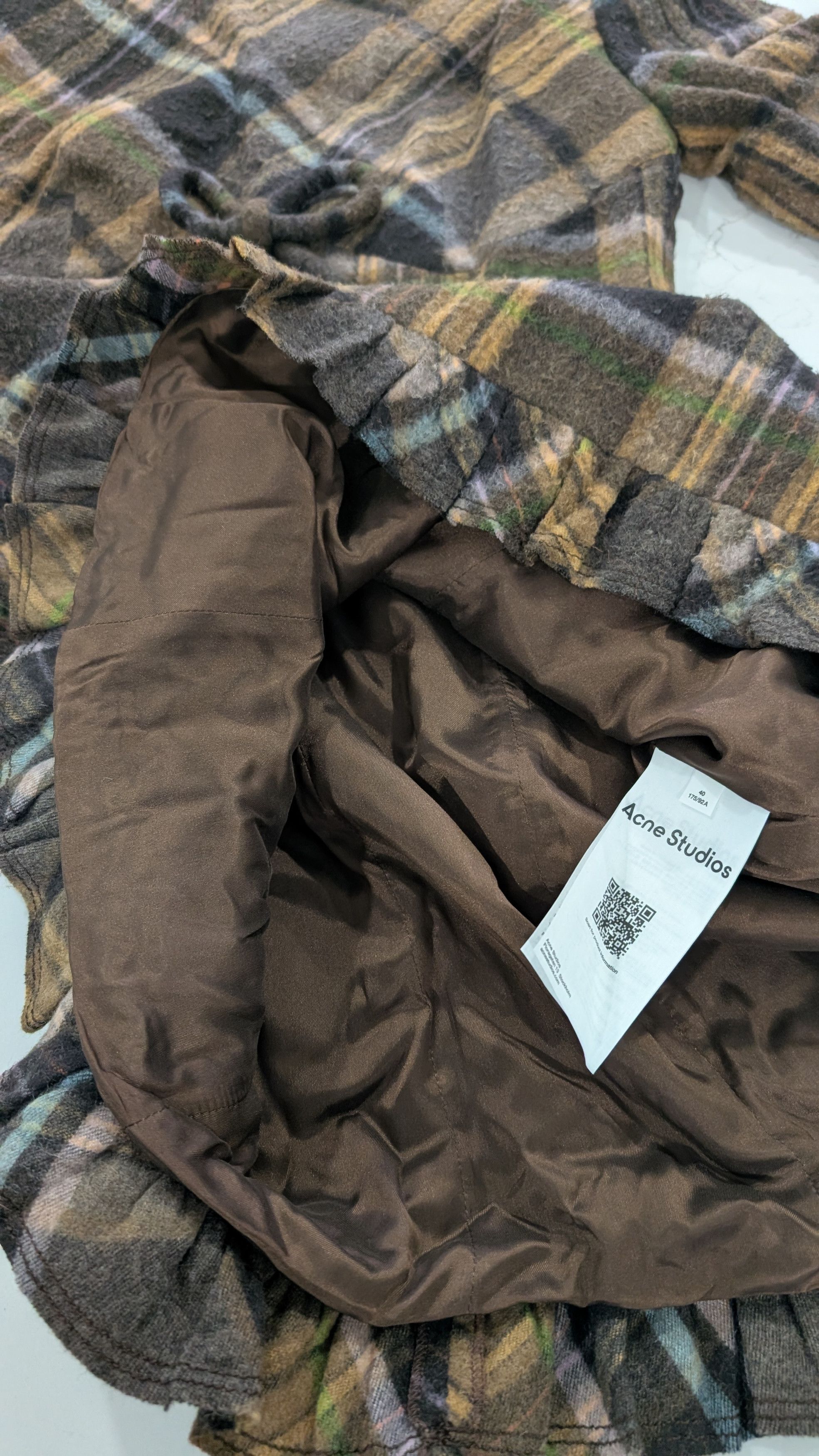 Acne Studios Acne Studios Delfin Plaid Wool Mini Dress Brown Ruffle Hem Size S / US 4 / IT 40 - 10 Thumbnail