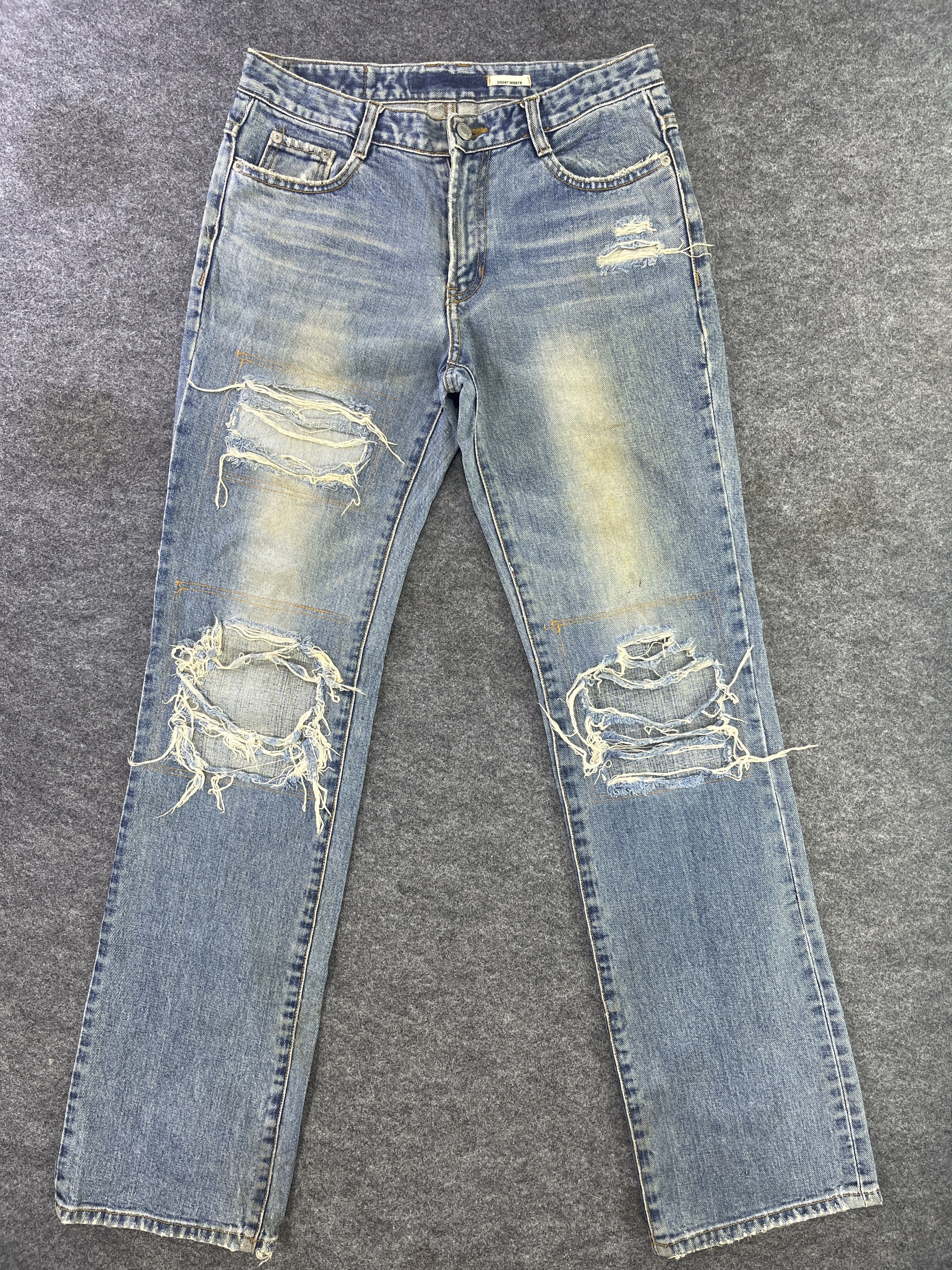 Japanese Brand Hard Edge Patchwork Jeans - J965 Size US 30 / EU 46 - 1 Thumbnail