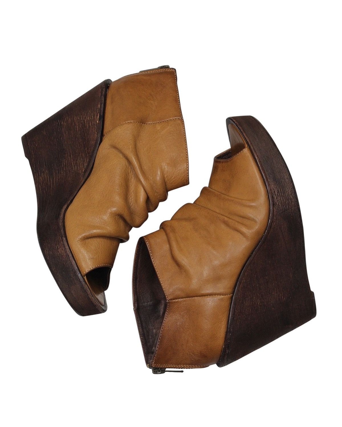 Designer 2000S INITIAL LEATHER WEDGE BOOTS – VERO CUOIO MADE Size US 7 / IT 37 - 3 Thumbnail