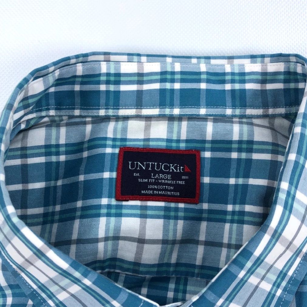 UNTUCKit UNTUCKit Maxville WF Men's L Slim Fit Wrinkle Free Plaid Button Down Shirt Size US L / EU 52-54 / 3 - 4 Thumbnail