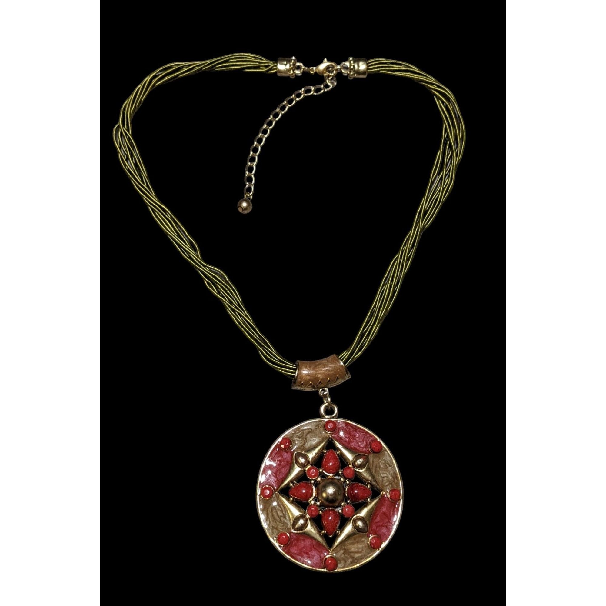 Other Red And Gold Bohemian Medallion Necklace Size ONE SIZE - 2 Thumbnail
