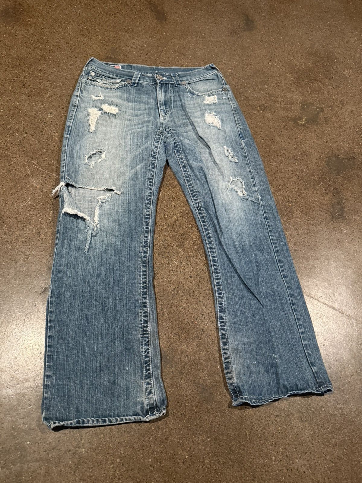 Y2K Banger Ricky bootcut thrashed faded flare jeans