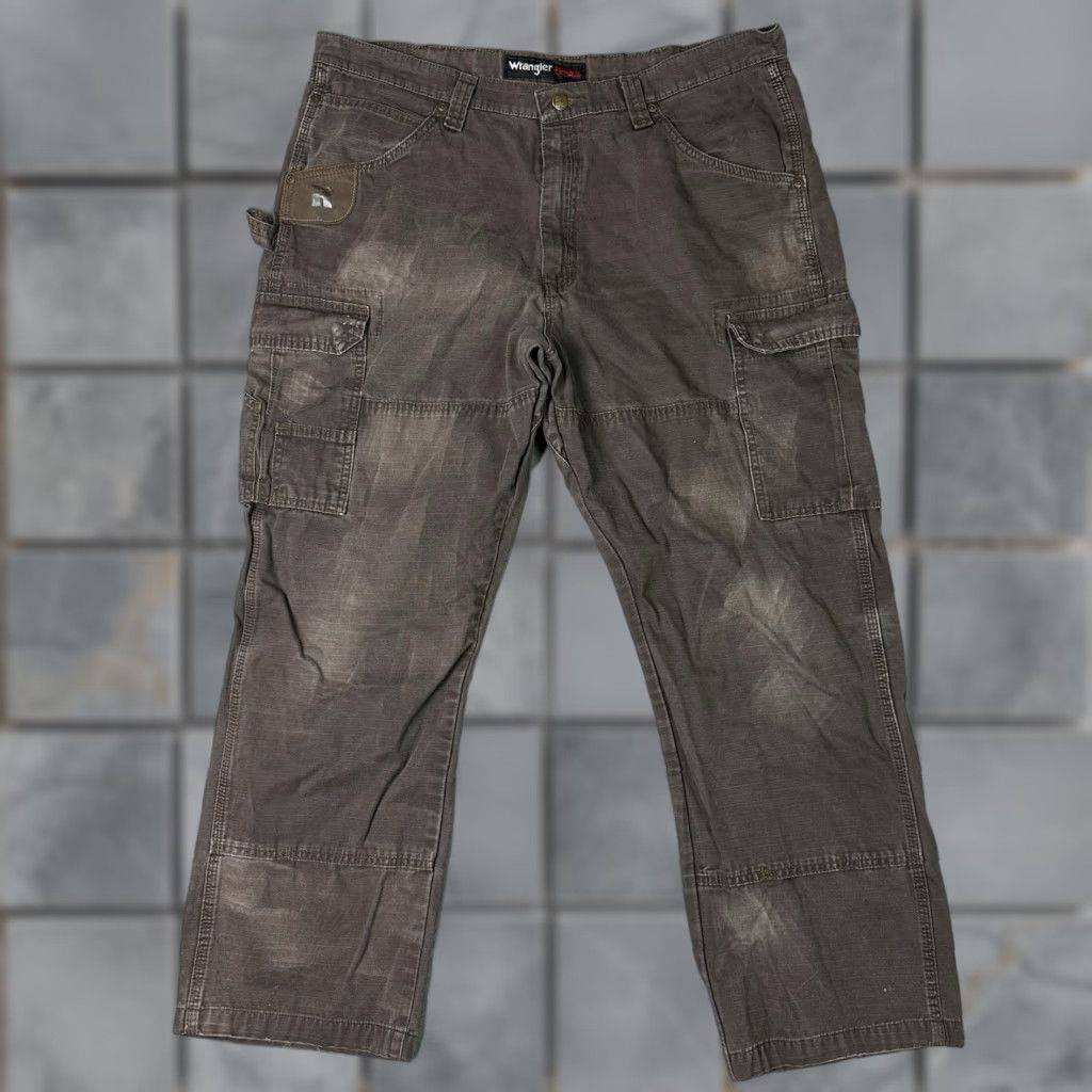 Wrangler VINTAGE Wrangler Cargo Pants Mens 38x30 Brown Ripstop Riggs Workwear Canvas Utility Size US 38 / EU 54 - 1 Thumbnail
