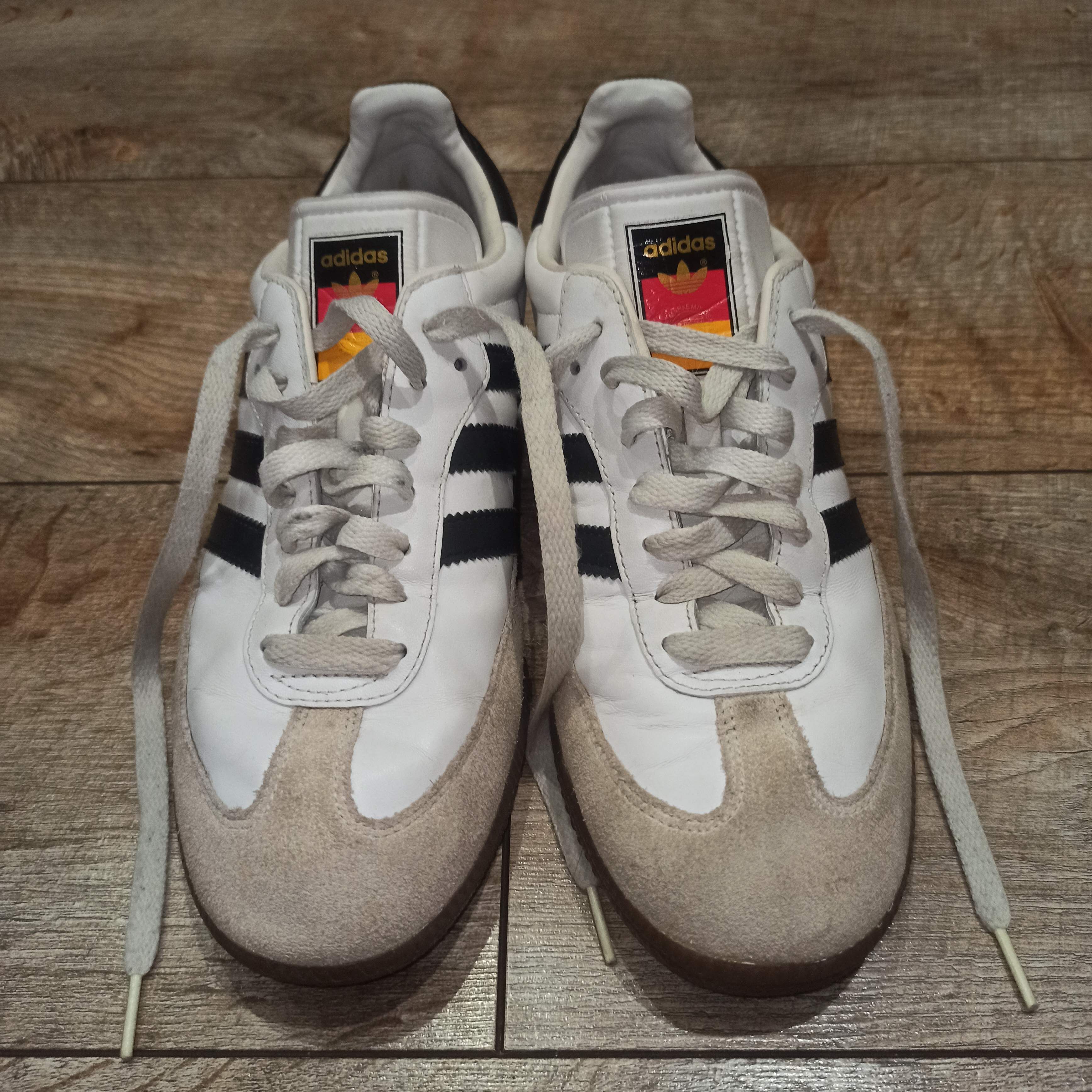 adidas gazelle silver green womens adidas Germany Samba 125th Anniversary Indoor Soccer Shoes (Cloud White/Off White/Almost Yellow) main image 1